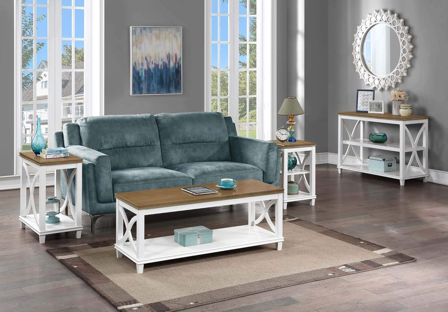 Convenience Concepts Florence End Table in White and Brown Wood Finish