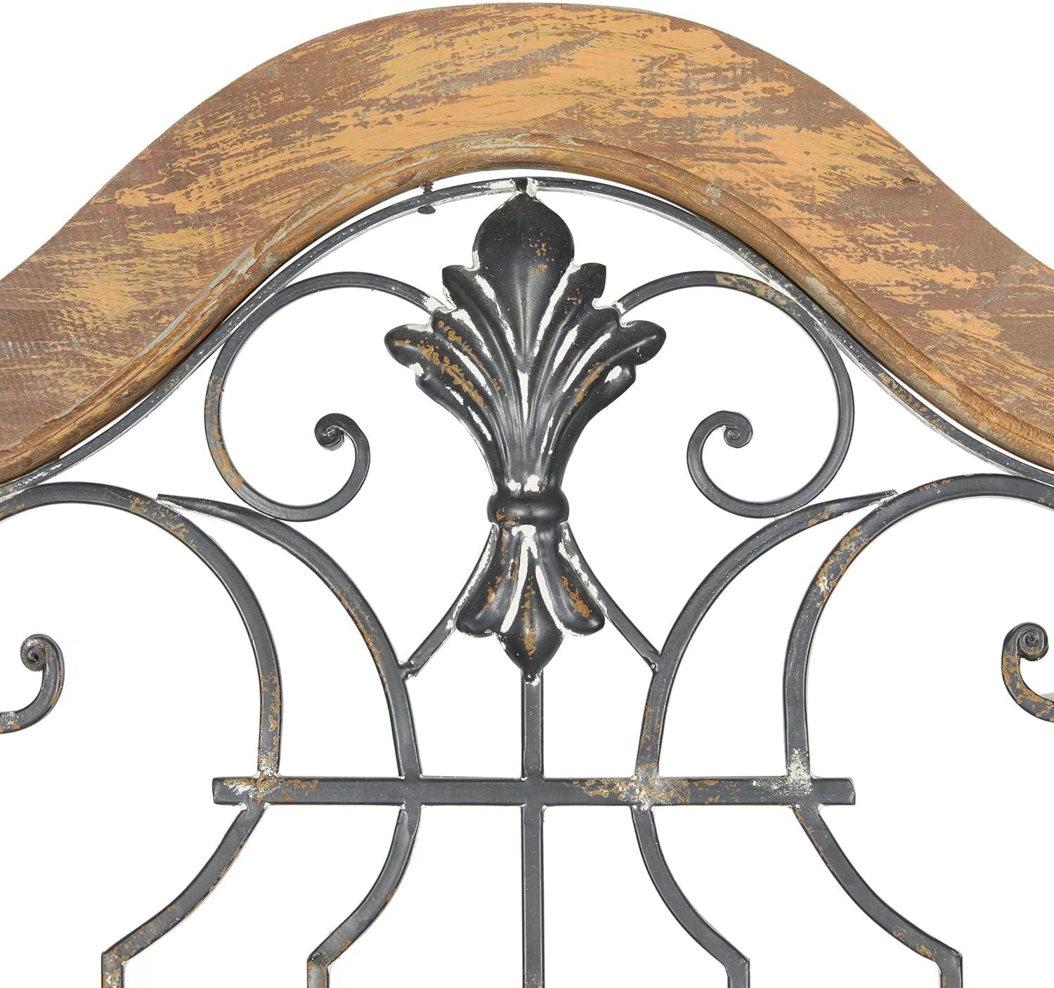 DecMode Decoración de Pared de Metal y Madera Inspirada en Puertas Arqueadas Rústicas 72" de Alto x 19 de Largo, Acabado en Marrón Desgastado con Carácter Orgánico