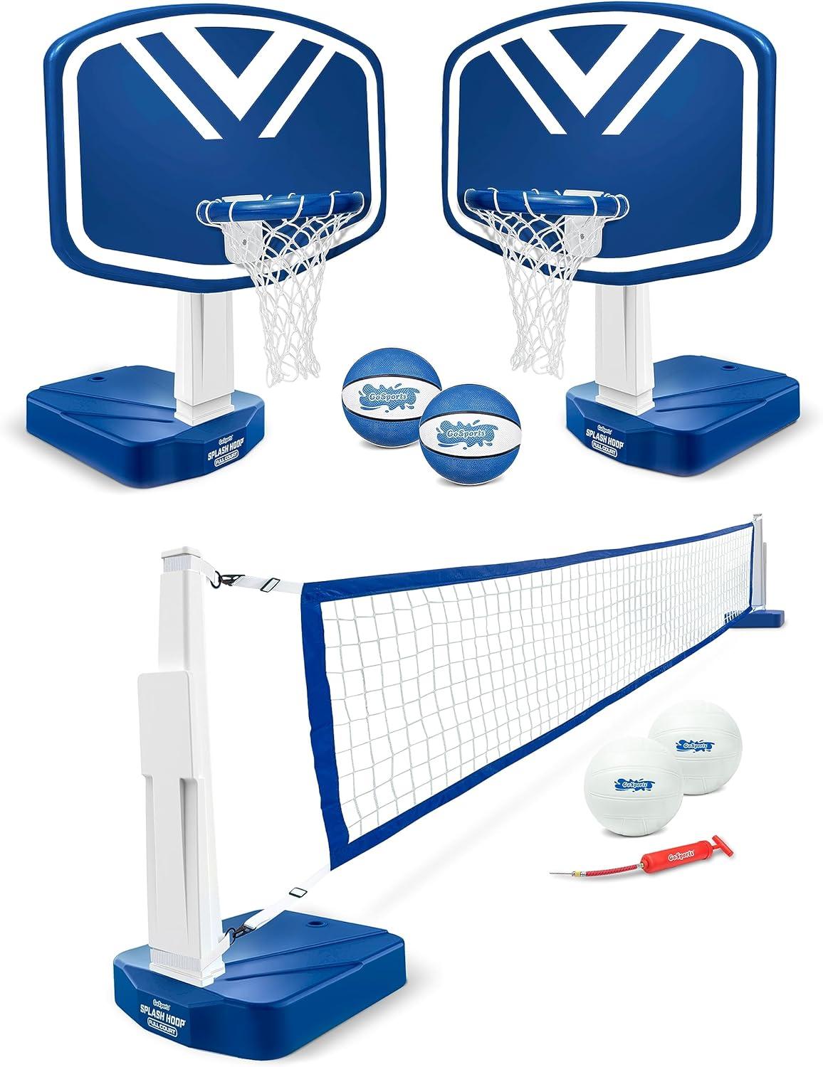 Gosports Splash Hoop 2-In1 Full Court Pool Basketball & Volleyball Game Set