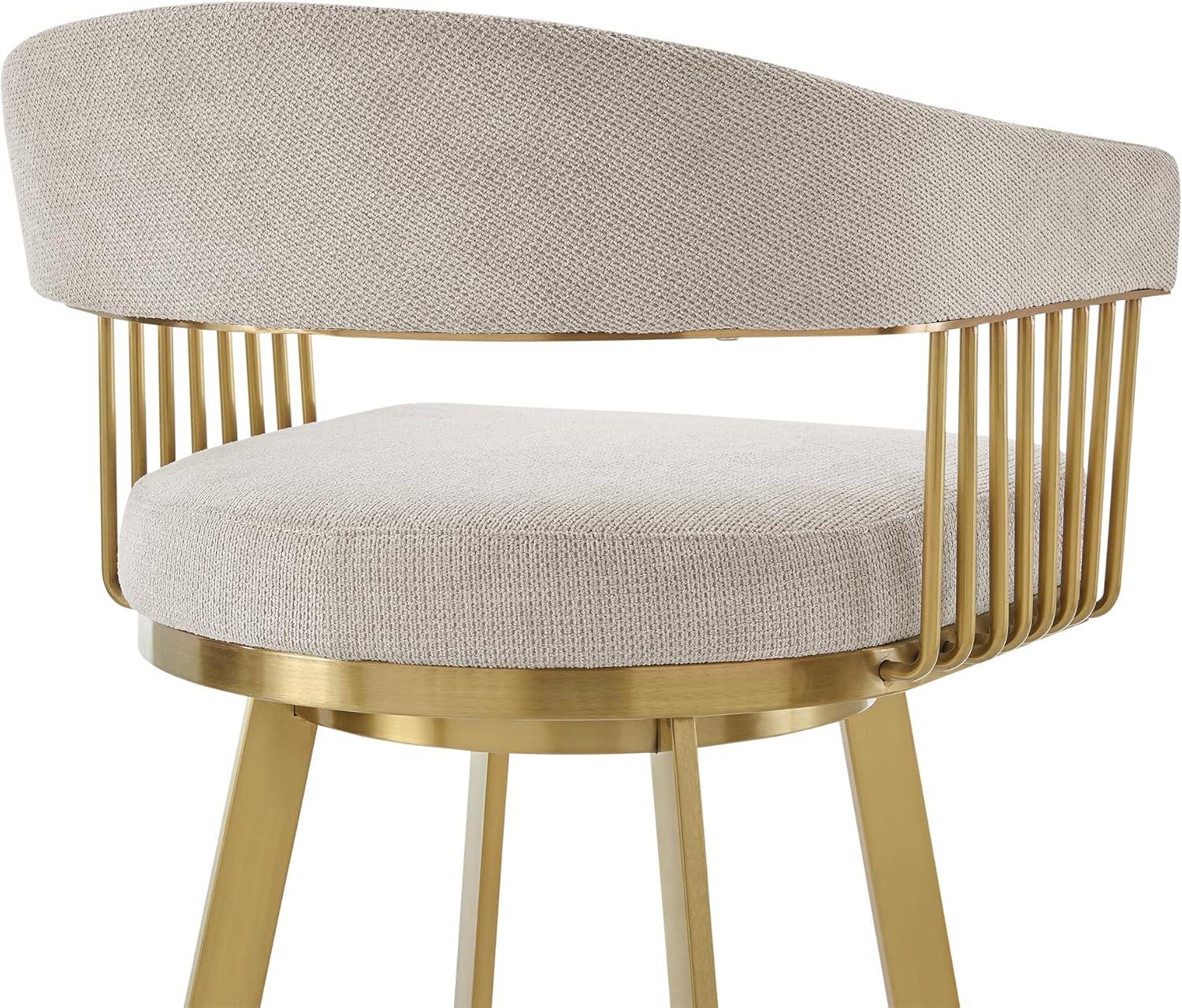 Chelsea 26" Swivel Counter Stool with Gold Brushed Stainless Steel and Taupe Fabric