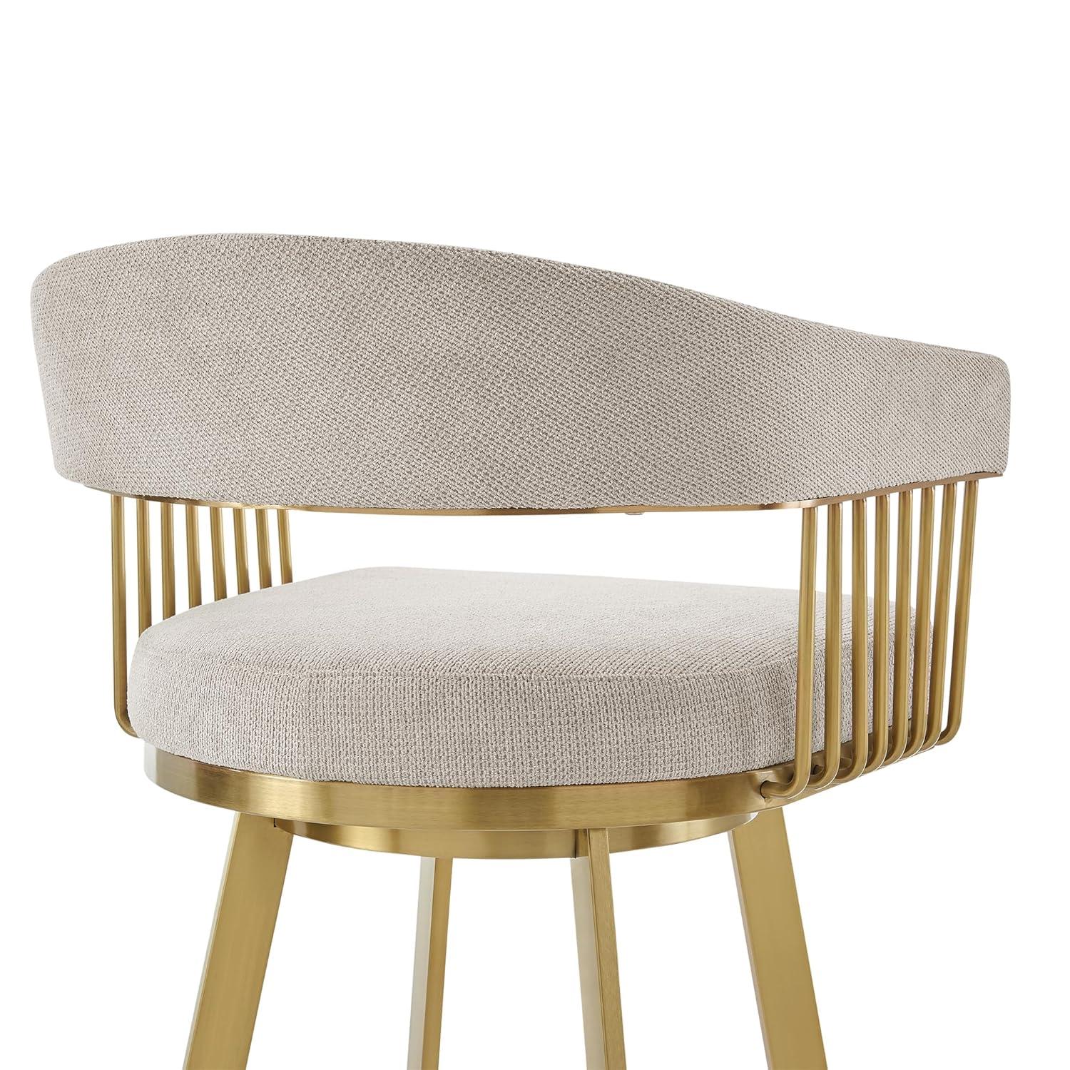 Chelsea 26" Swivel Counter Stool with Gold Brushed Stainless Steel and Taupe Fabric