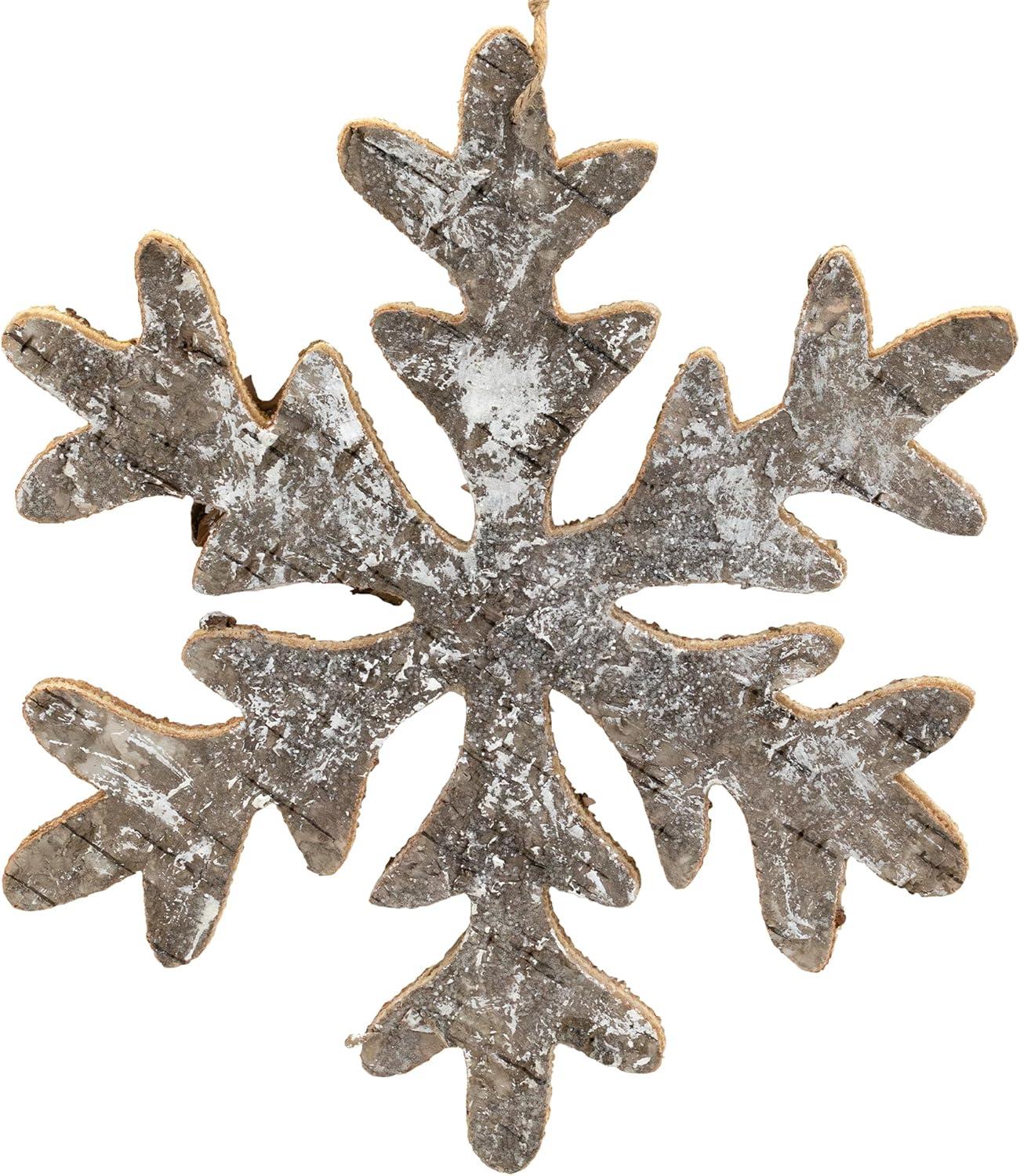Northlight Wooden Snowflake Christmas Ornament - 10" - Silver and Gold