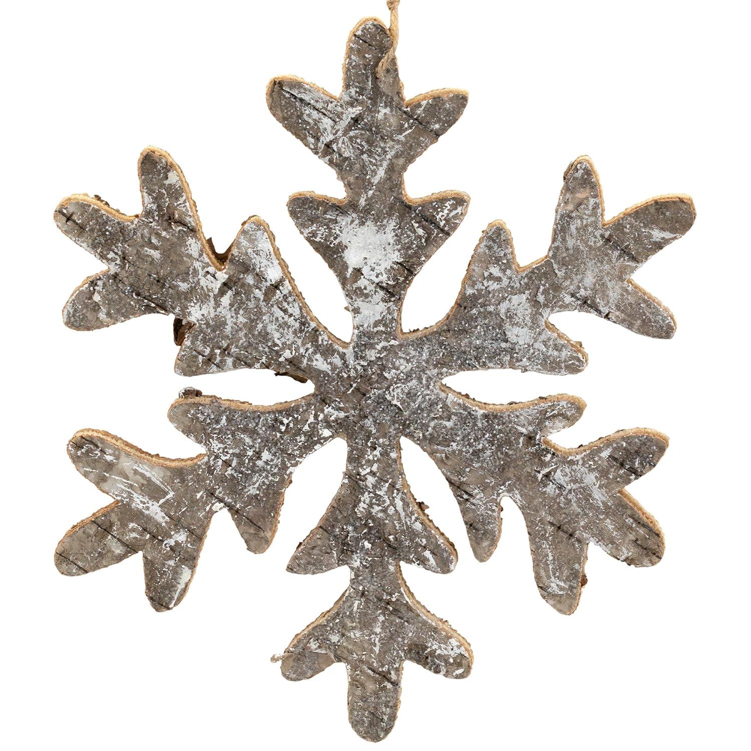 Northlight Wooden Snowflake Christmas Ornament - 10" - Silver and Gold