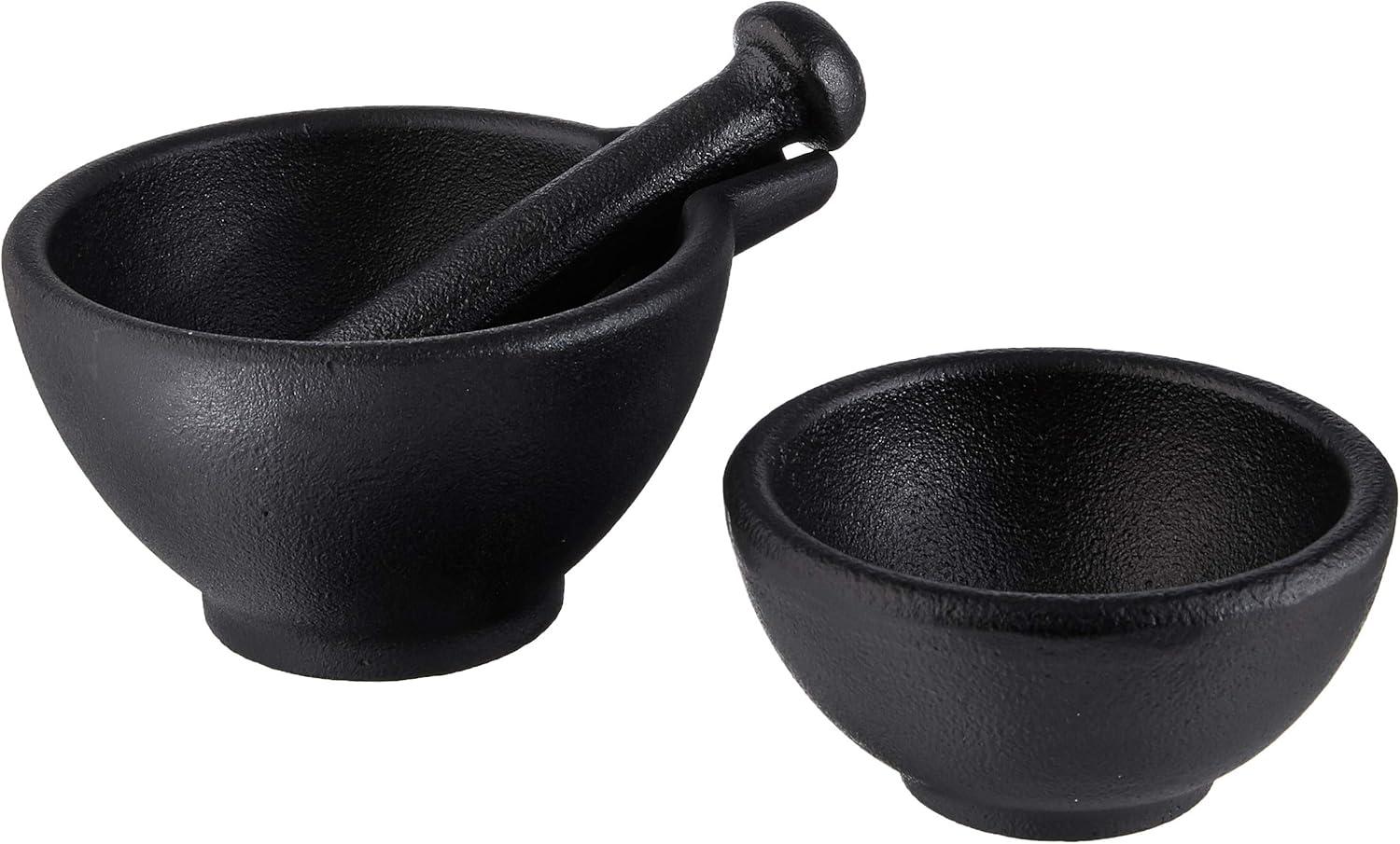 Zassenhaus Mortar & Pestle 3 Piece Set, black cast iron