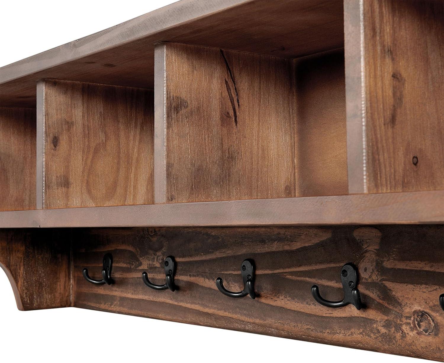 Alaterre Furniture Pomona Industrial 48 in. Solid Wood & Metal Coat-Rack With 6 Strong Coat Hooks and 4 Cubbies