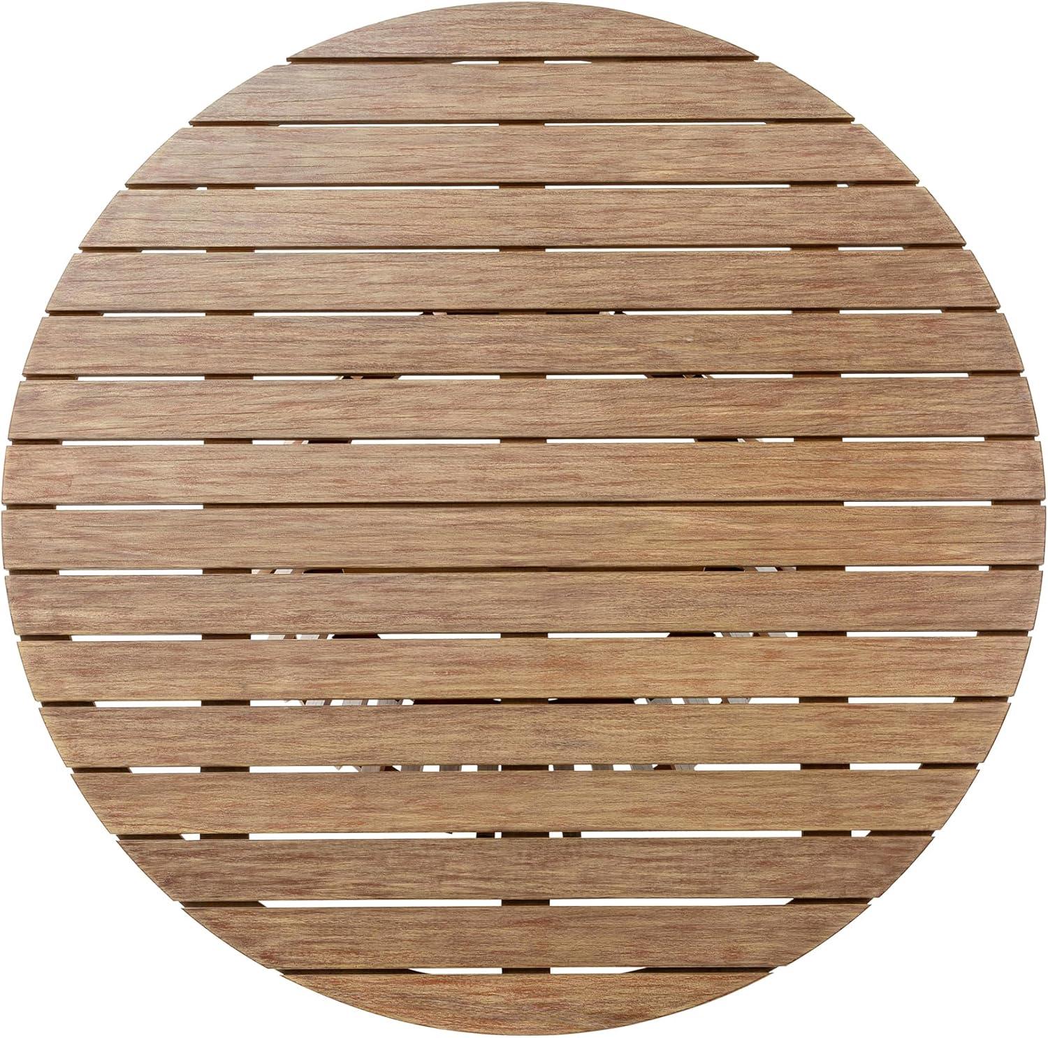 Escondido Outdoor Patio Round Dining Table in Light Eucalyptus Wood