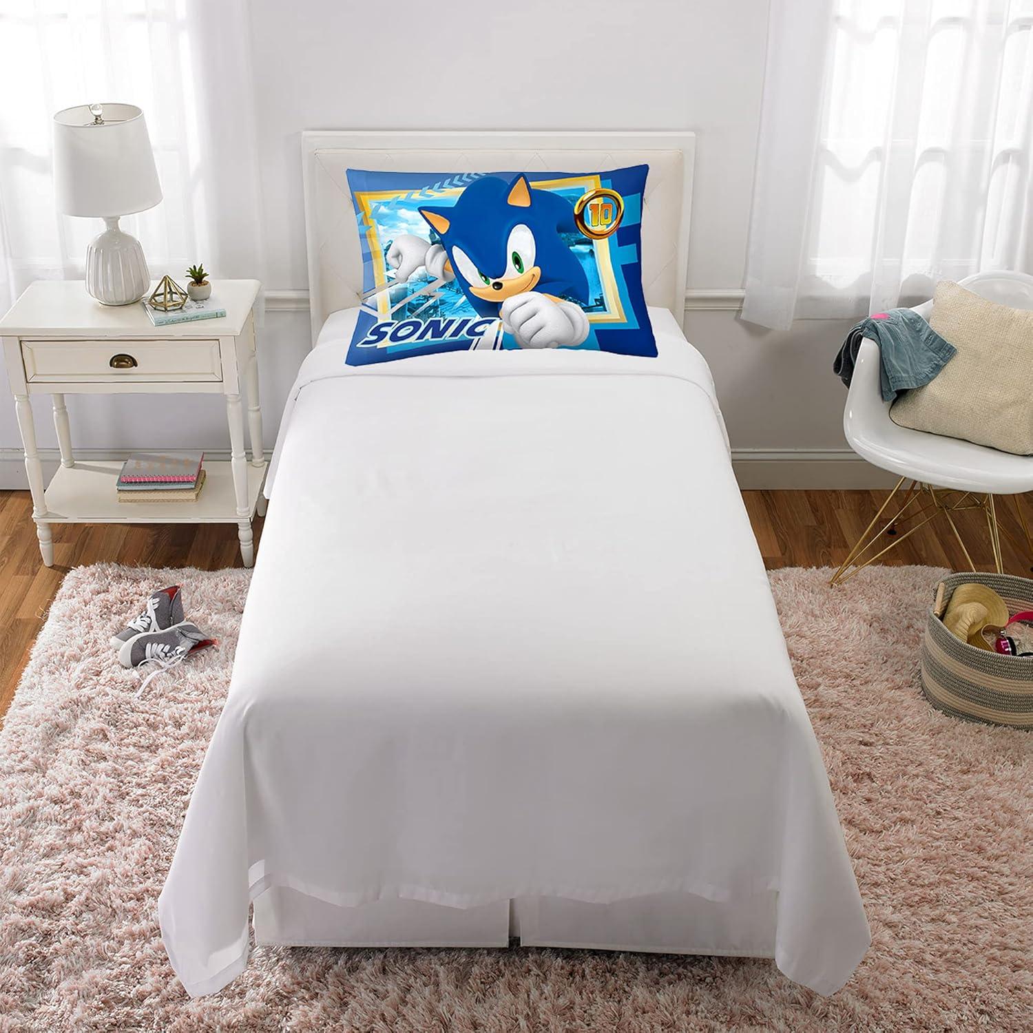 Sonic the Hedgehog Blue and Red Reversible Polyester Pillowcase