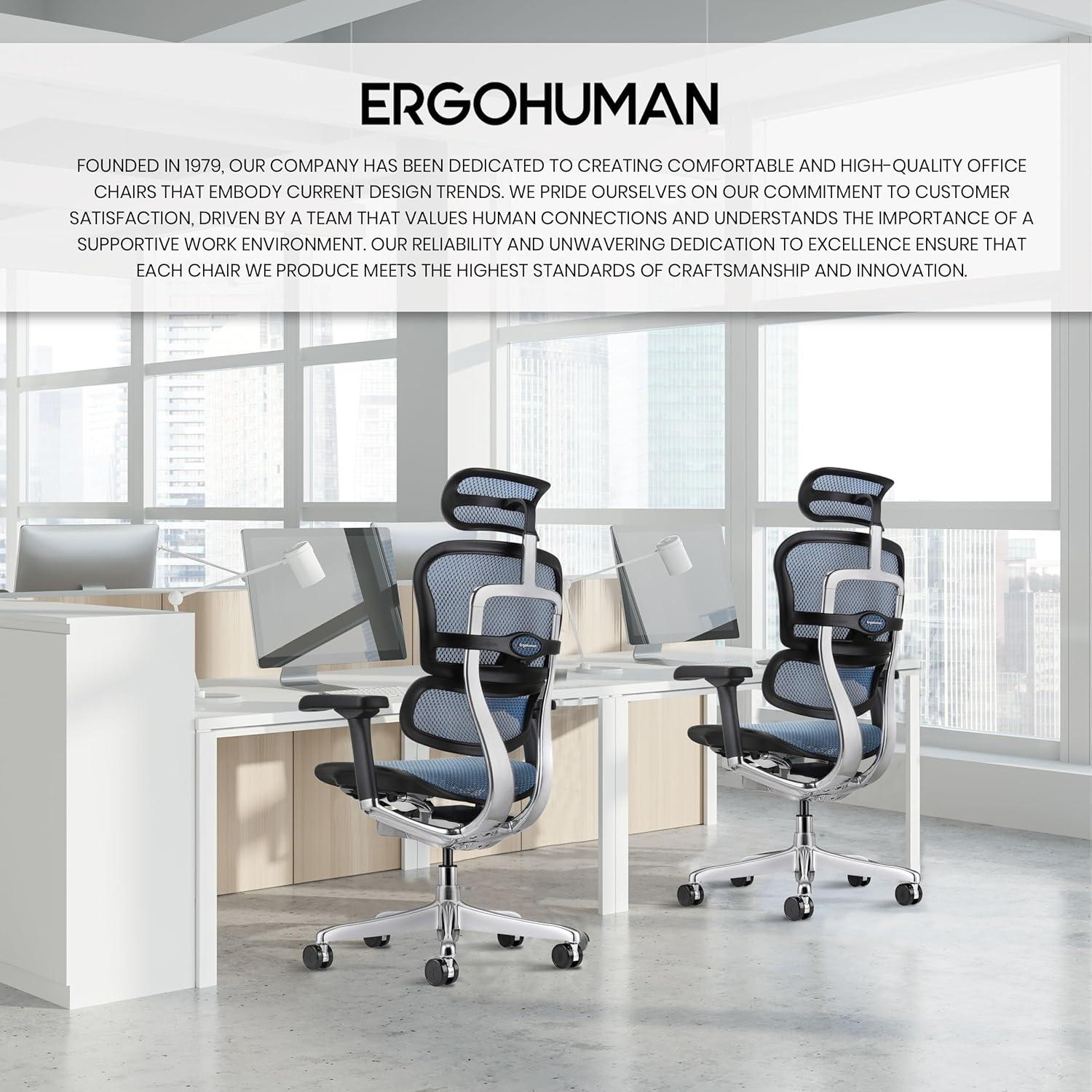 Blue High Back Mesh and Leather Executive Swivel Chair