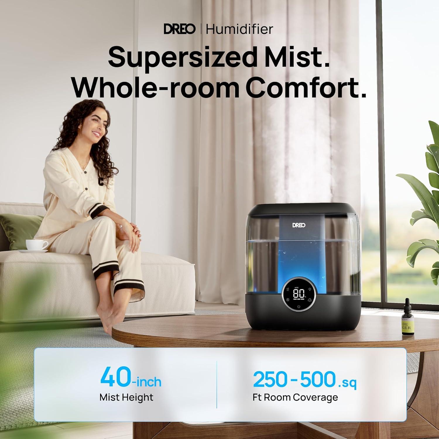 Dreo 6L Black Ultrasonic Cool Mist Humidifier with Digital Display