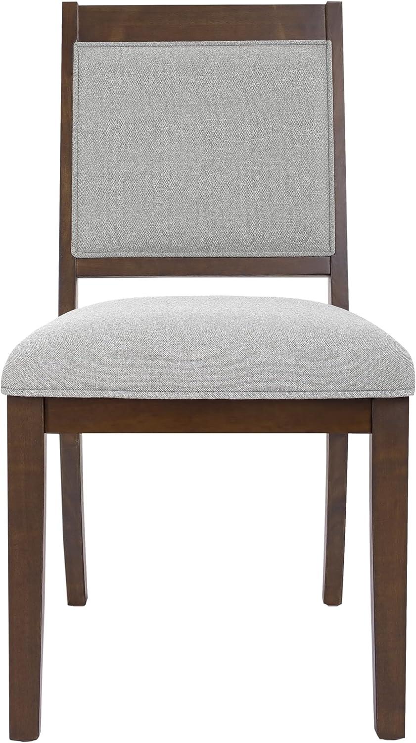 HomePop Set of 2 Open Back Upholstered Wood Frame Dining Chairs Gray: Polyester, Spot Clean, 300lb Capacity