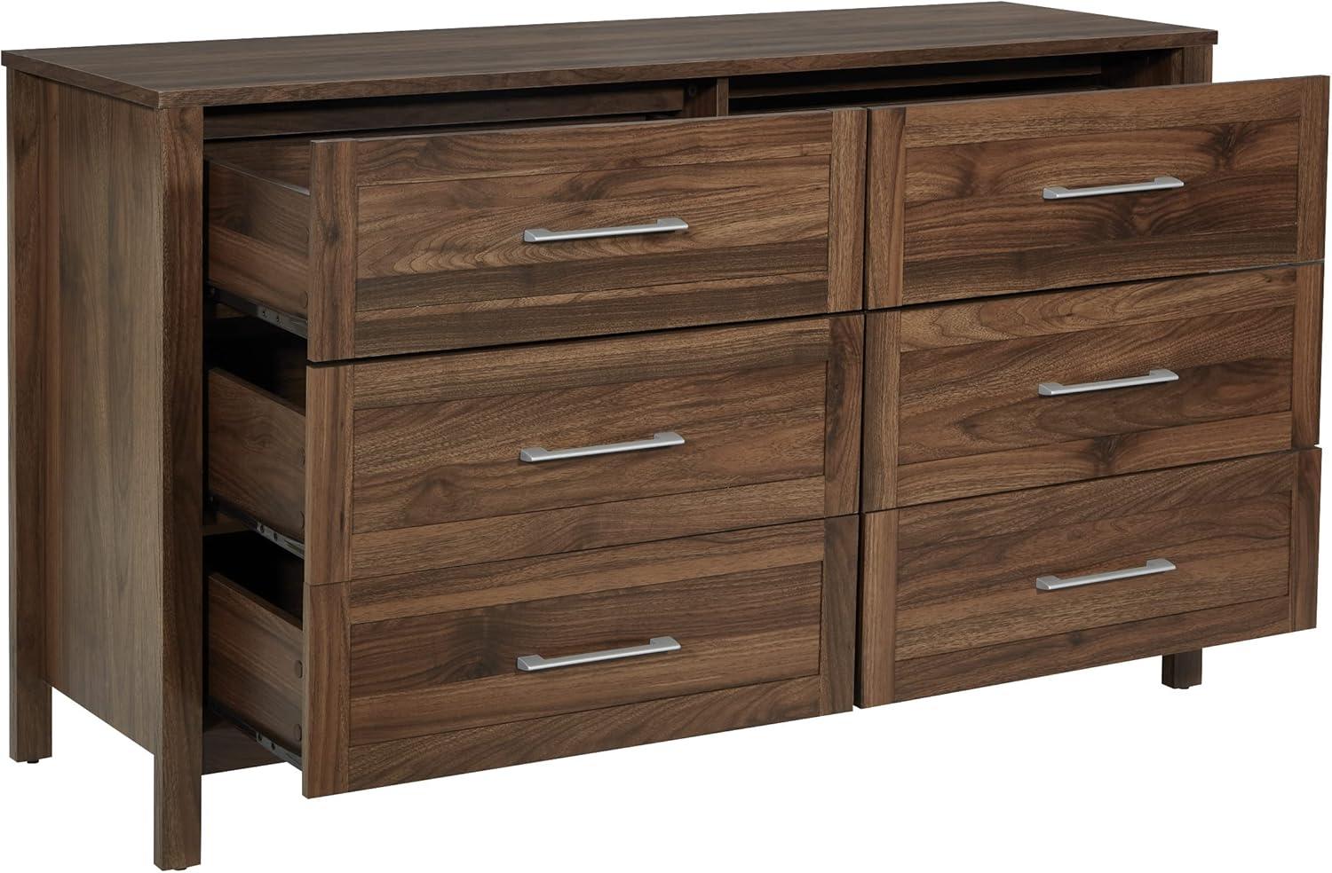 Stonebrook 6-Drawer Horizontal Dresser in Wood Classic Walnut Finish