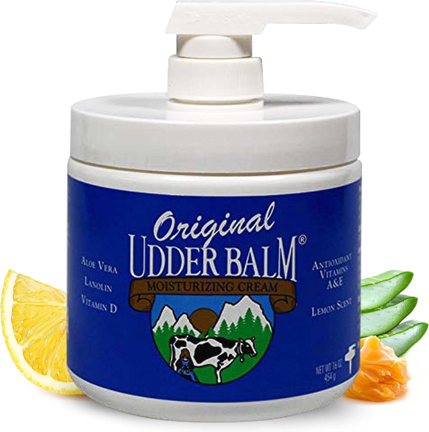 Original Udder Balm Moisturizing Cream with Aloe & Lanolin 16oz Pump Jar.