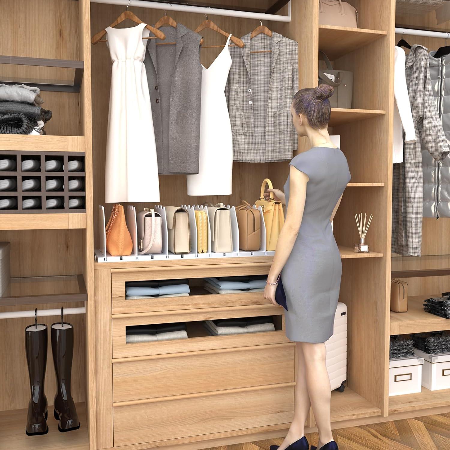 Rebrilliant Adjustable Shelf Divider for Closet, Closet Acrylic Handbag Separators Storage Organizer