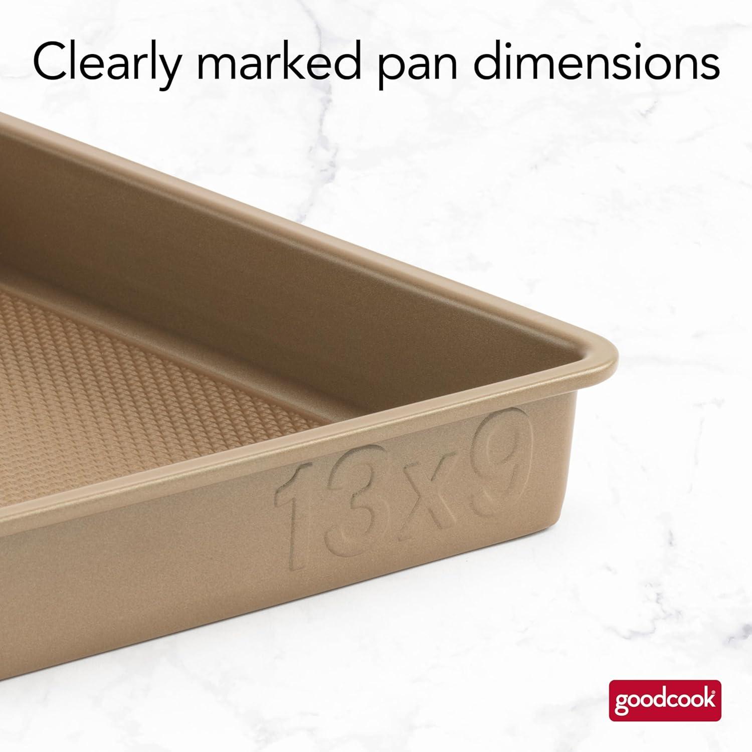 GoodCook BestBake Nonstick Textured Carbon Steel Oblong Pan, 9" x 13", Bronze