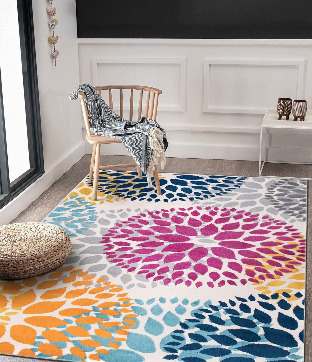 World Rug Gallery Modern Floral Circles Area Rug