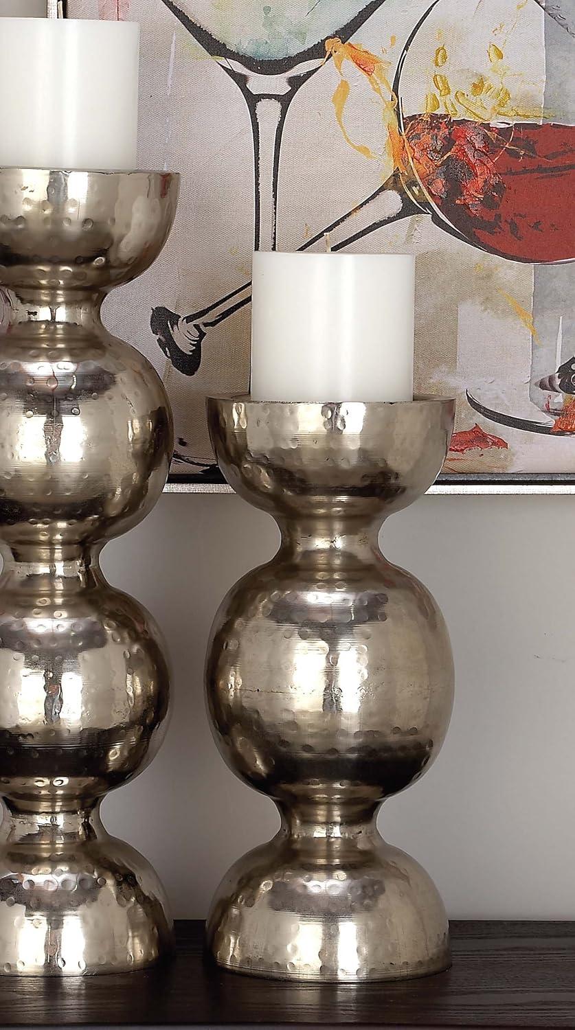 14" Silver Metal Handmade Pillar Candle Holder