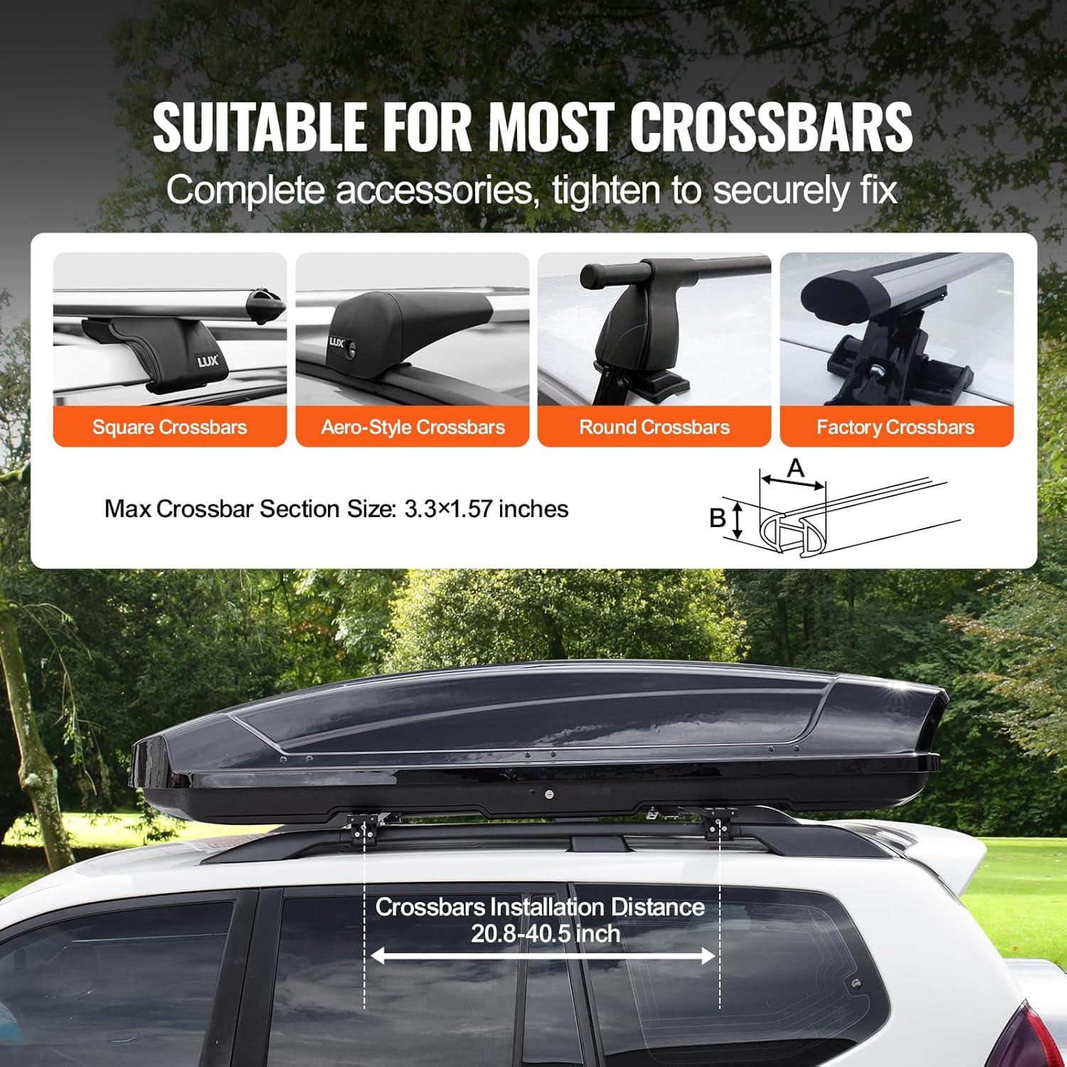 VEVOR 18 Cubic Feet Black ABS Rooftop Cargo Carrier