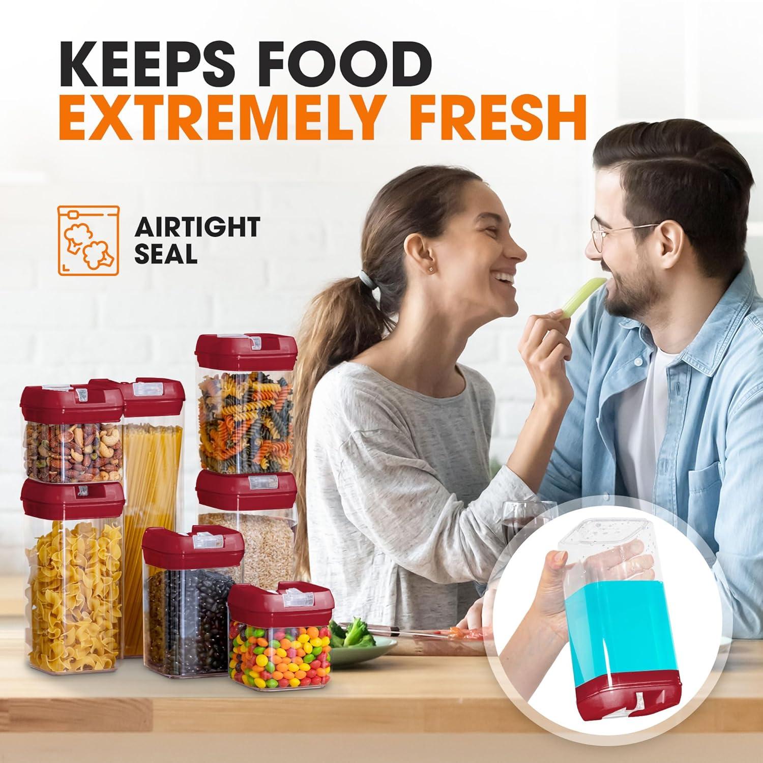 Cheer Collection Airtight Food Storage Containers, Set of 7 (Red)