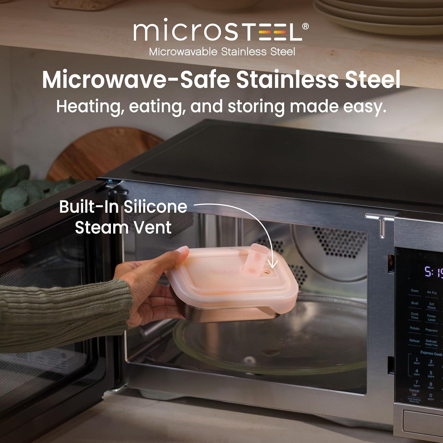 Bentgo Microsteel Heat and Eat Container Rose: Leakproof,  Dishwasher-Safe, Lunch Storage, 2-Year Warranty