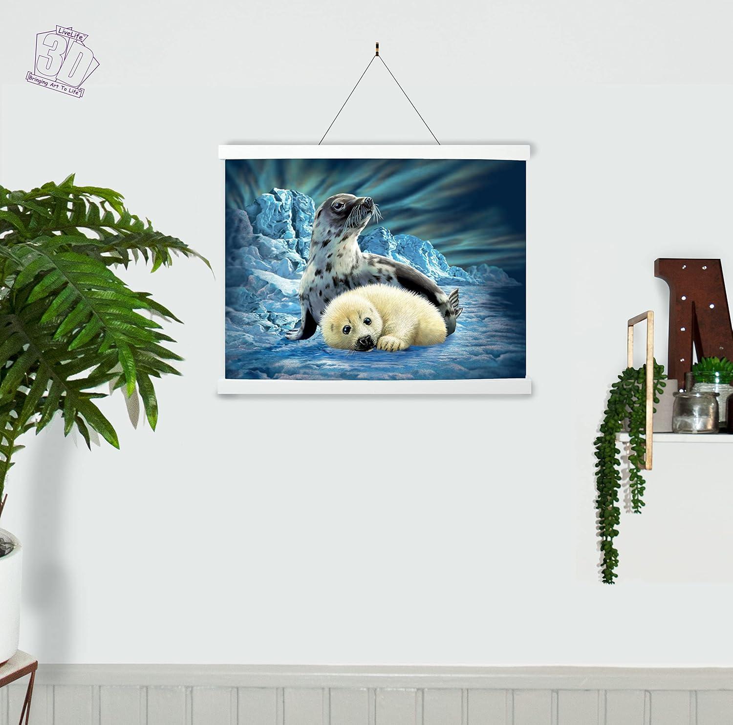 3D LiveLife Lenticular Wall Art Prints - Harp Seals from Deluxebase. Unframed 3D Ocean Poster. Perfect wall decor. Original artwork licensed from renowned artist, Steven Michael Gardner