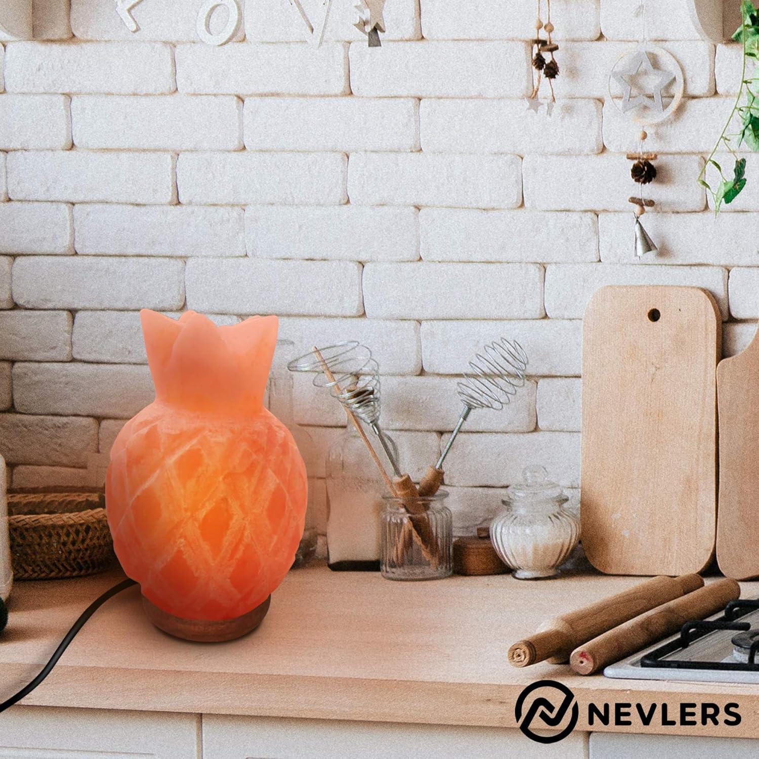Nevlers Natural Himalayan Salt Lamp - Pineapple Shaped - Dimmer Cord - Pink - Traditional