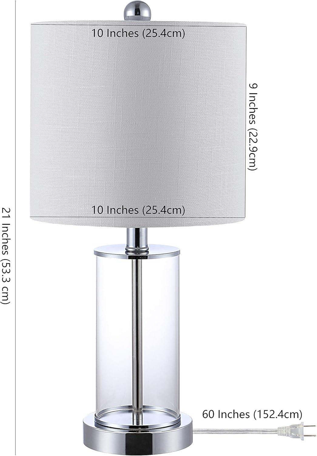 Abner 21" Glass Modern Contemporary USB Charging LED Table Lamp, Chrome (Set of 2)