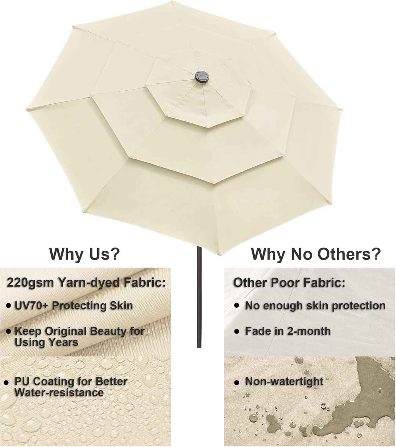 Latitude Run® 9 Feet Patio LED Solar Umbrella With Crank