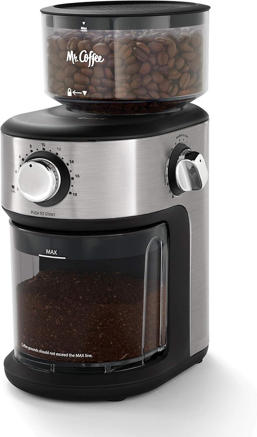 Mr. Coffee Stainless Steel 18-Cup Automatic Burr Grinder