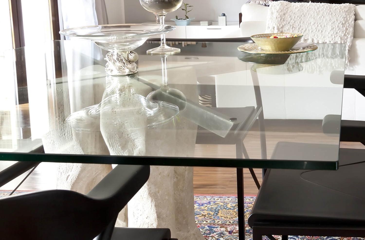 54-Inch Square Glass Table Top 1/4 Inch Thick Clear Tempered Glass with Flat Edge Polished