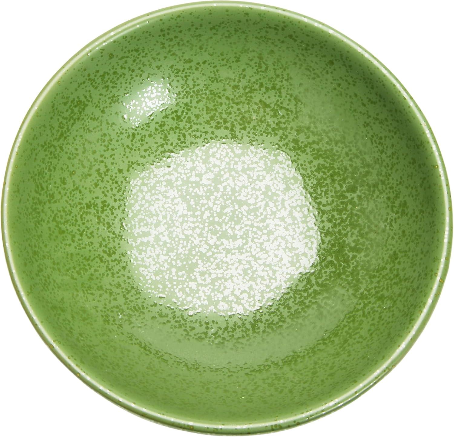 Creative Co-Op Stoneware Footed Bowl, Matte Green Reactive Glaze