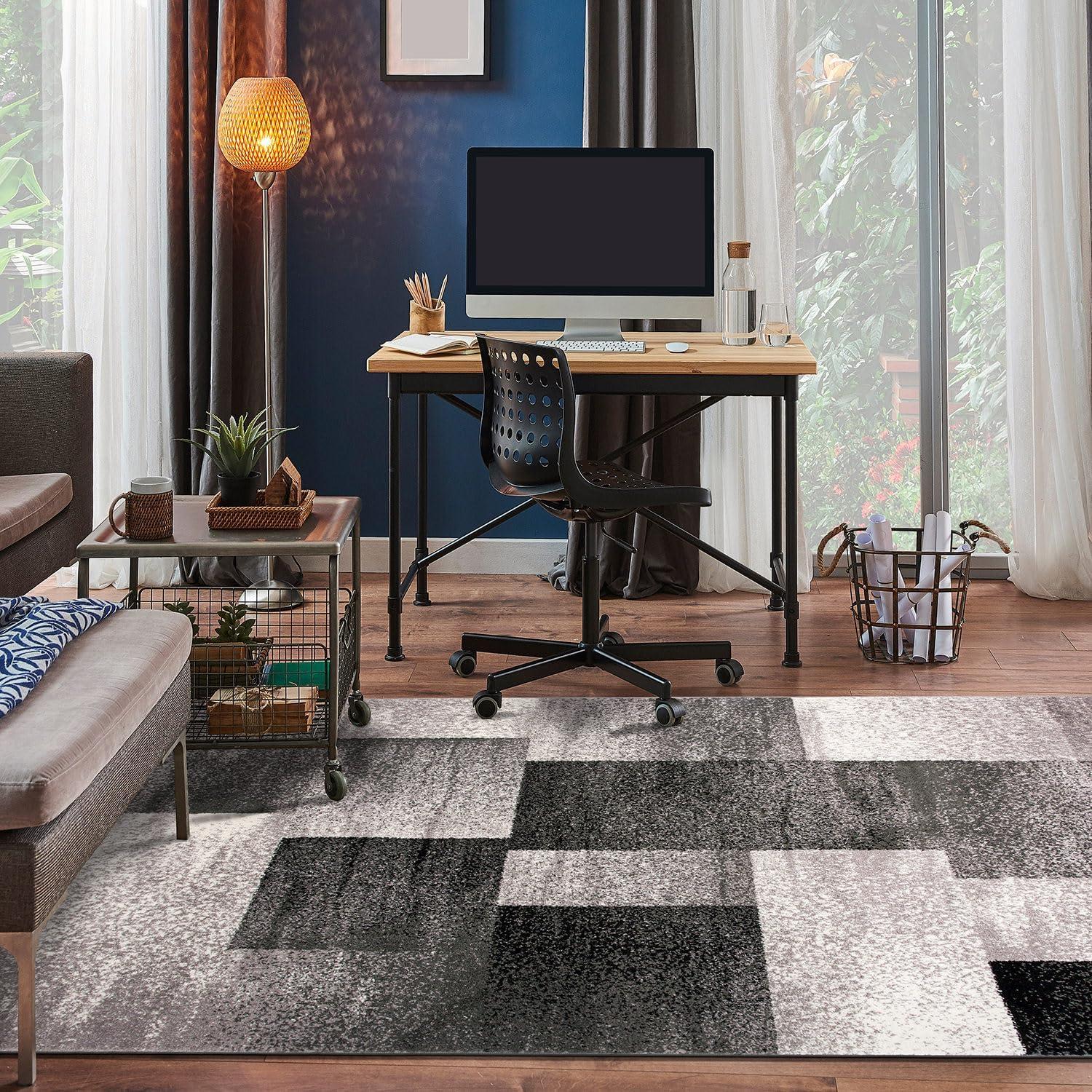 World Rug Gallery Contemporary Modern Geometric Boxes Area Rug