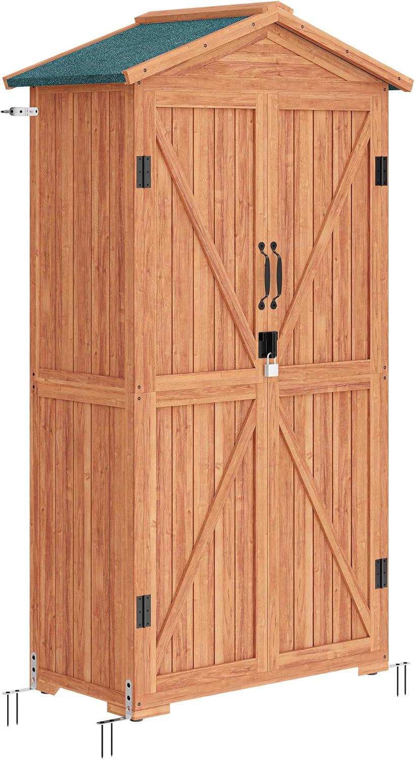 Outdoor Lockable 3 ft. W x 2 ft. D Solid Wood Vertical Storage Shed