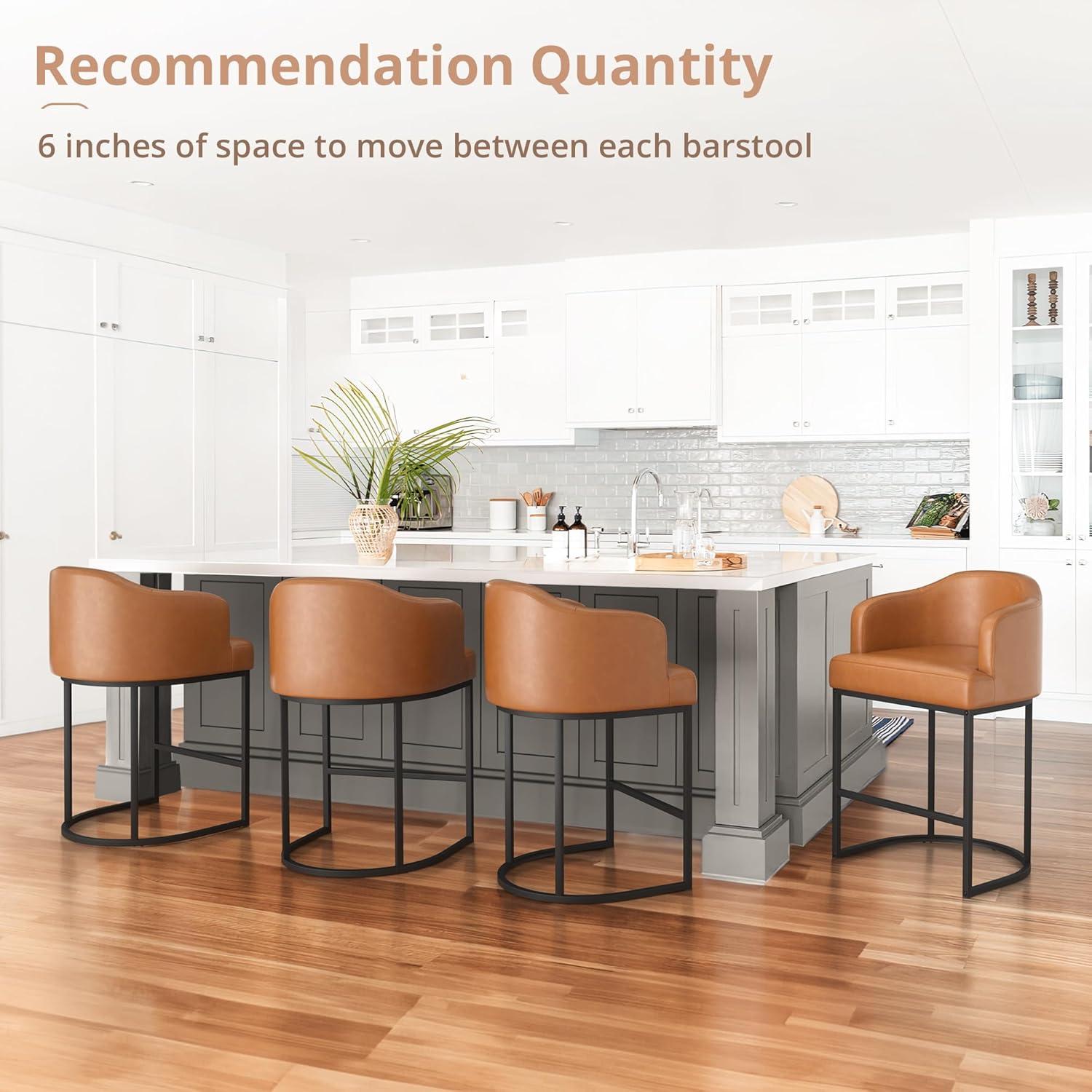 Dycanpo Counter Height Bar Stools with Back Sets of 3 Modern Counter Stools for Home Kitchen, Brown