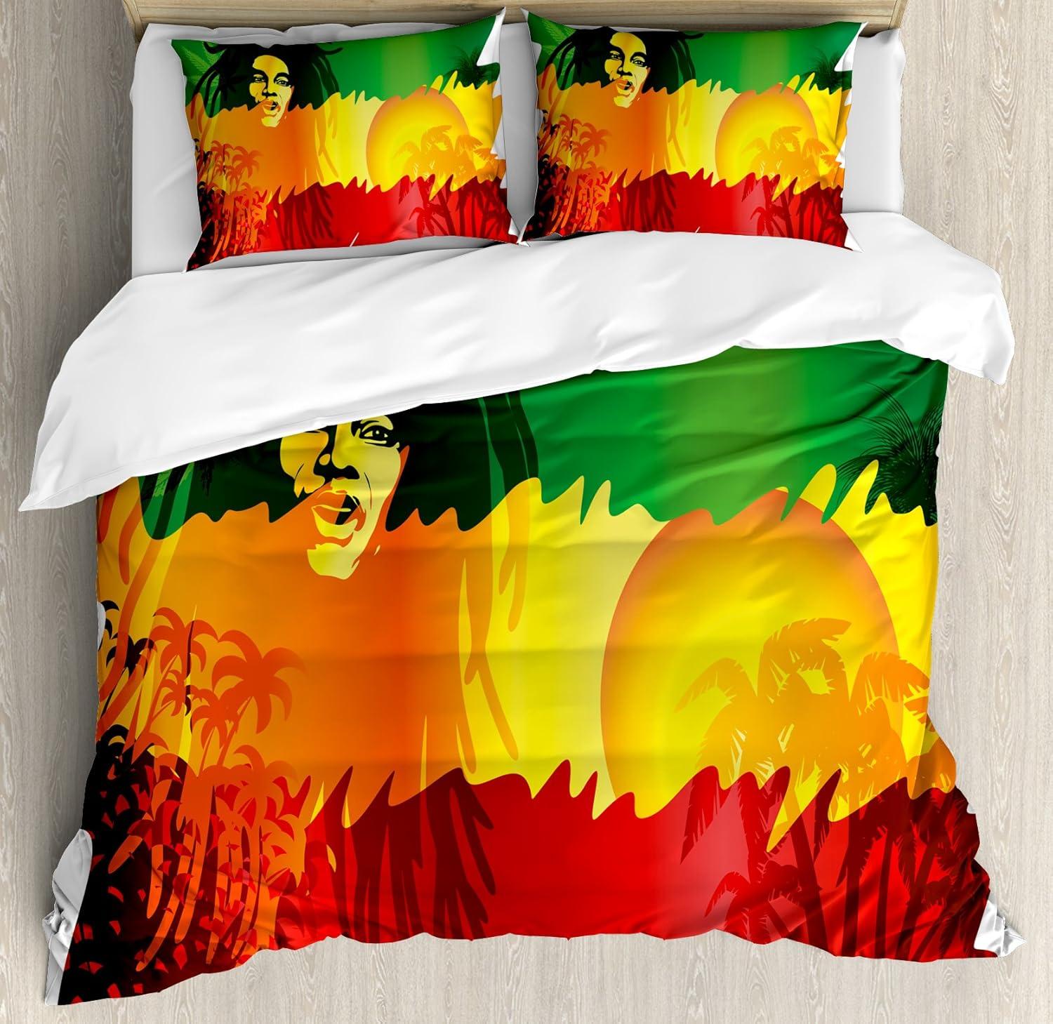 King Size Reggae Music Duvet Cover Set with Pillow Shams