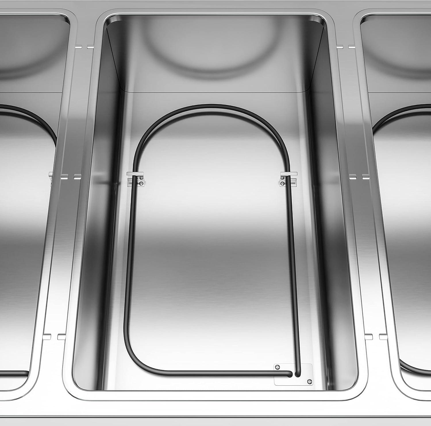 Five Pan Open Well Electric Steam Table with Undershelf and Sneeze-Guard, 240V, KM-OWS-5SG.