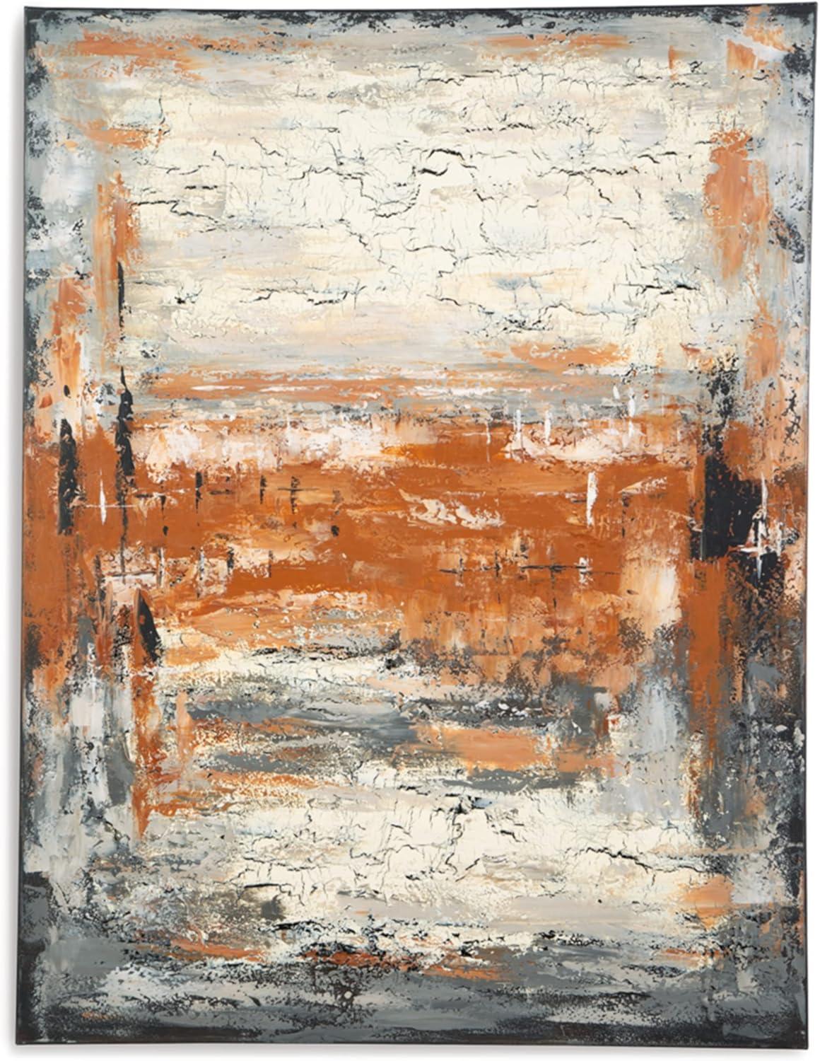 Carmely 48" x 36" Orange and Gray Abstract Canvas Wall Art