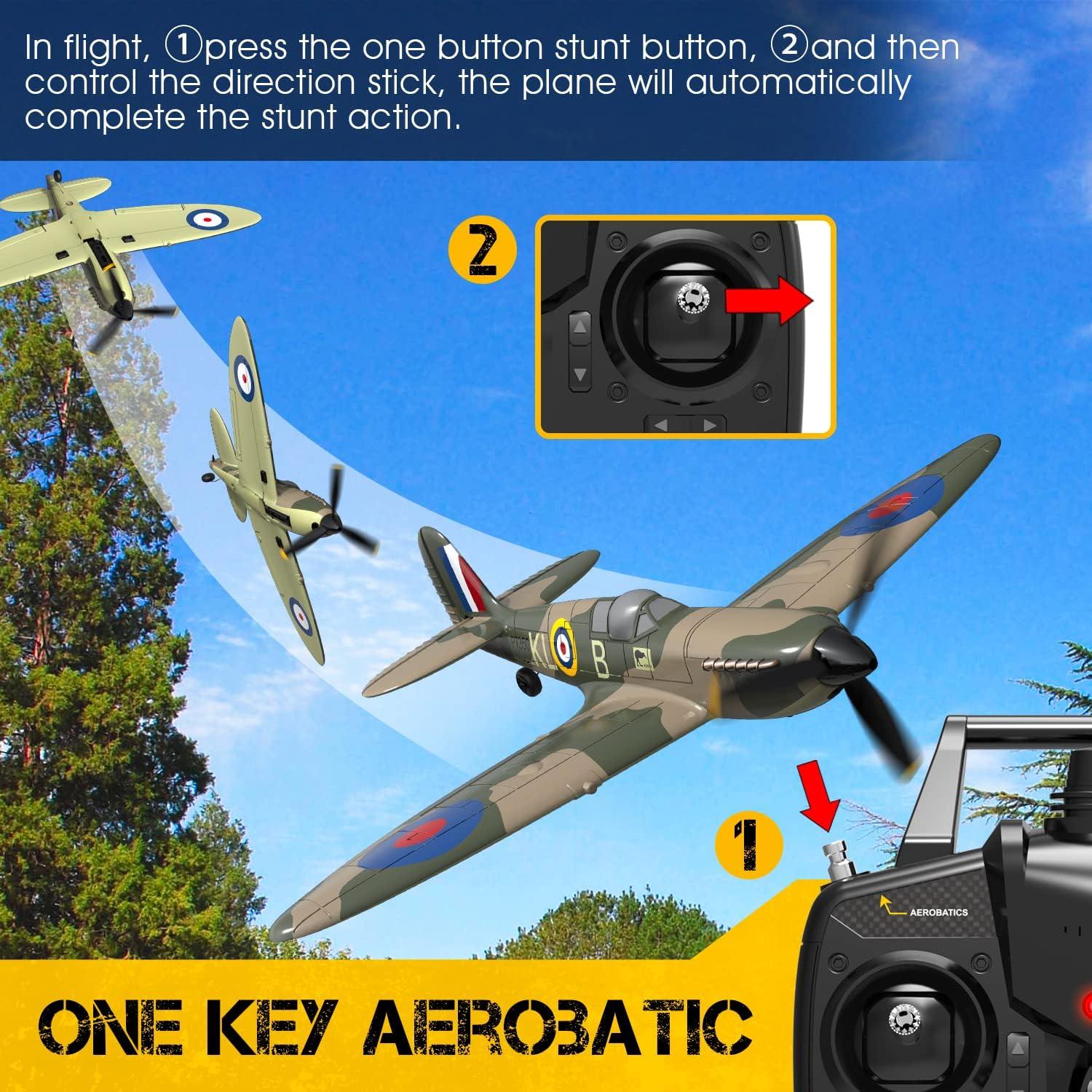 Open Box 4-CH Spitfire One Key Remote Control Airplane with Xpilot Stabilizer