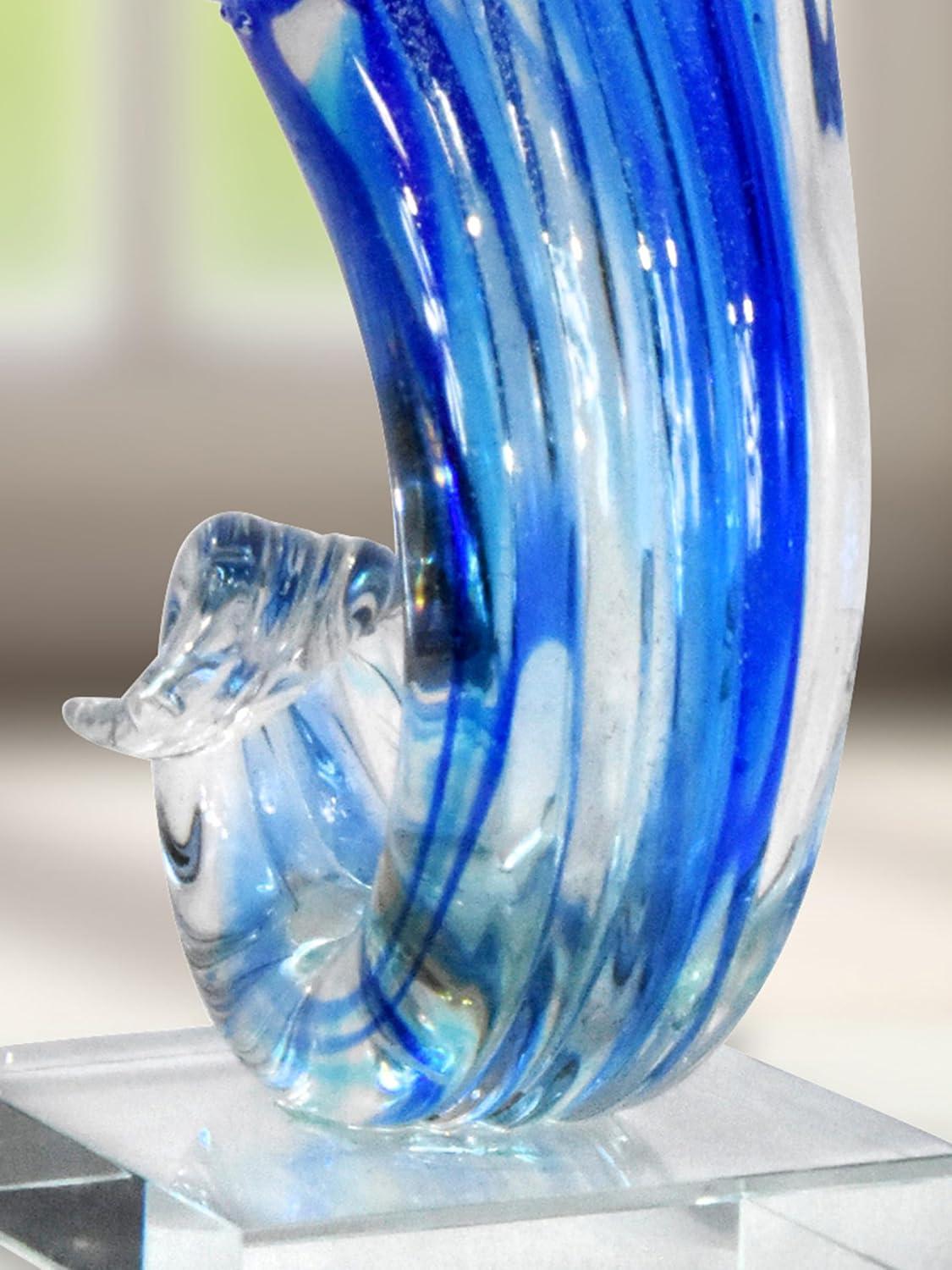 Pacific Wave Glass Sculpture/Figurine in Blue Finish