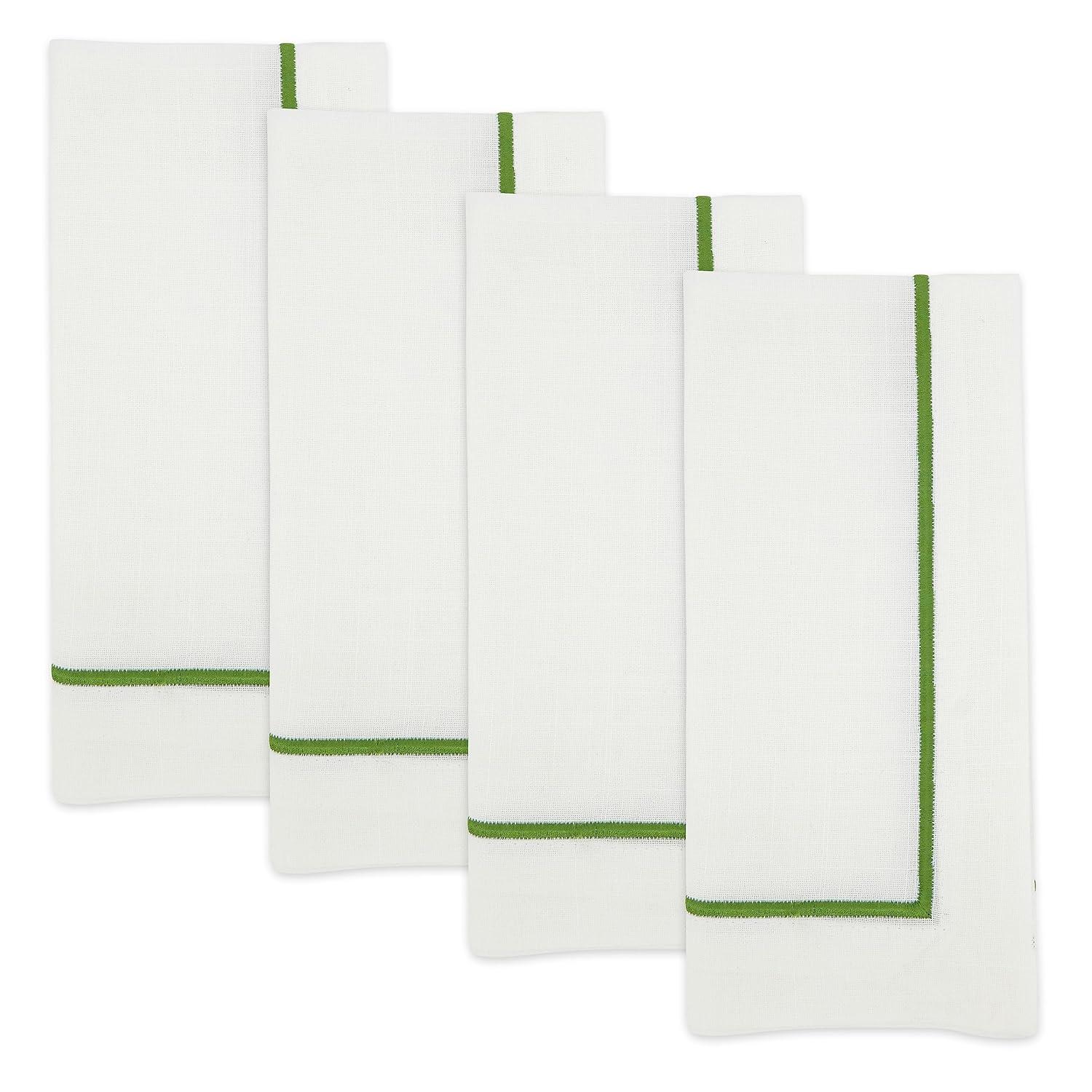 Saro Lifestyle Embroidered Dinner Napkins (Set of 4), Kiwi, 20" x 20"