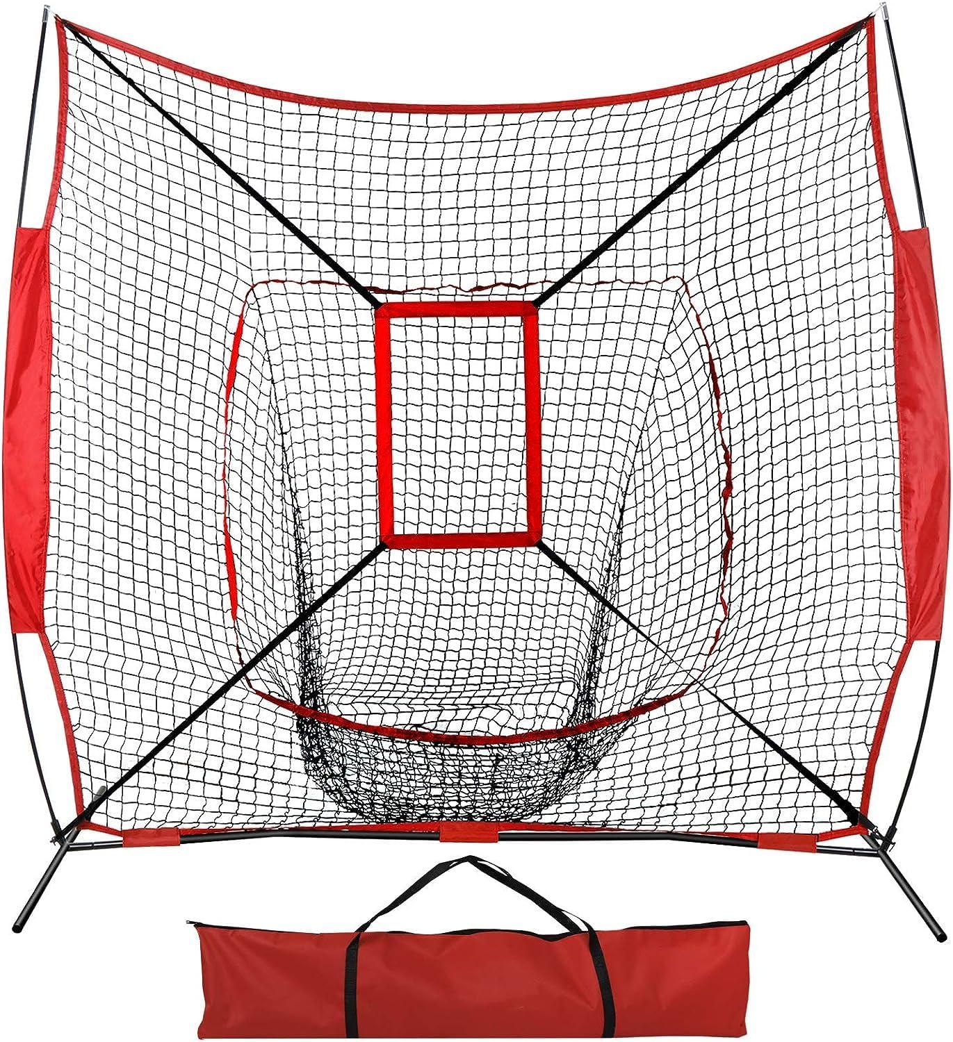 Zeny 7' x 7' Baseball Softball Practice Net Hitting Pitching Training Net w/Strike Zone,Bow Frame & Carry Bag