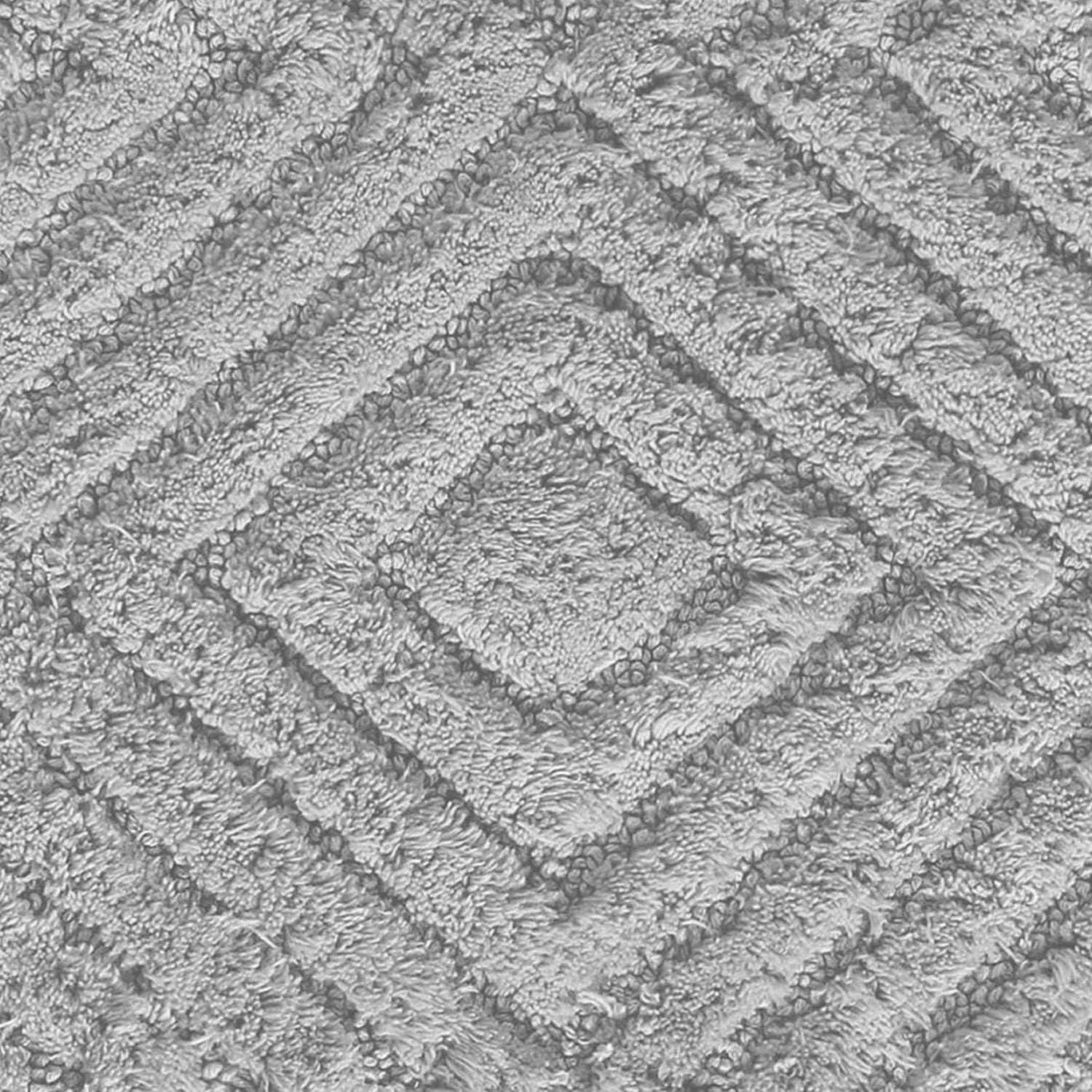 Silver Diamond Pattern Cotton Non-Slip Washable Bath Mat Set