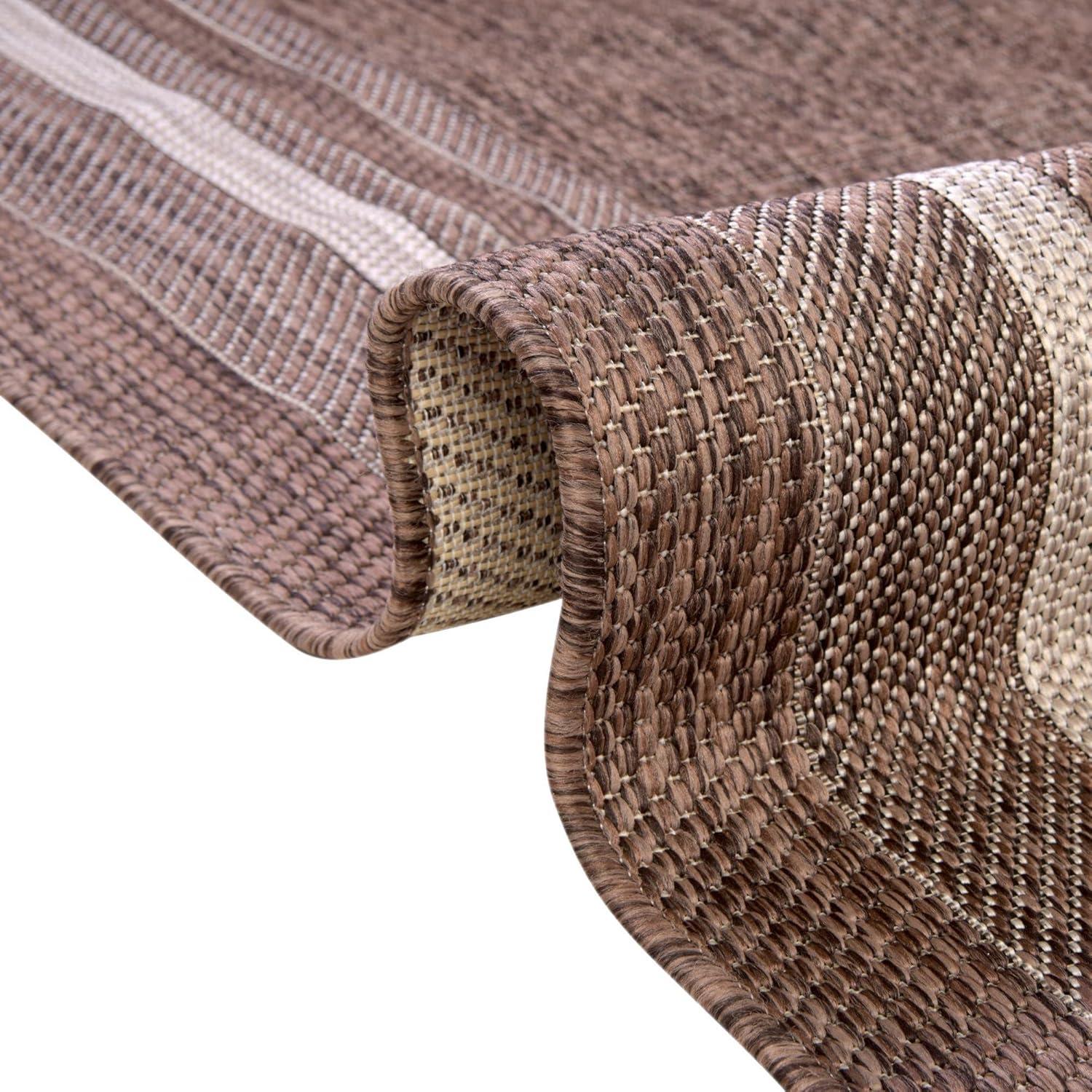 Unique Loom 9' 0 x 12' 0 Rectangle Indoor/Outdoor Border Brown Area Rug