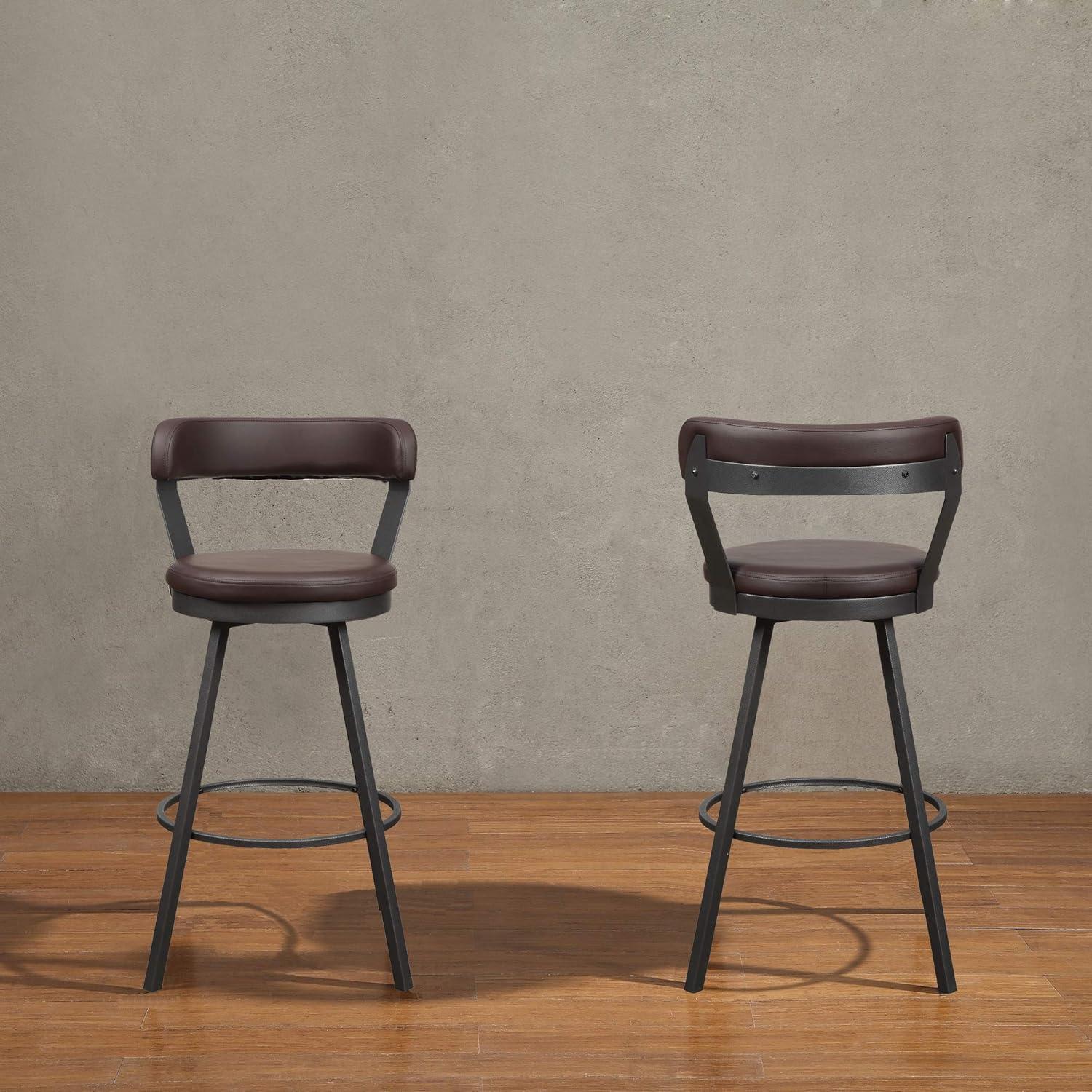 Lexicon Appert Metal Pub Height Swivel Stools in Dark Gray/Brown (Set of 2)