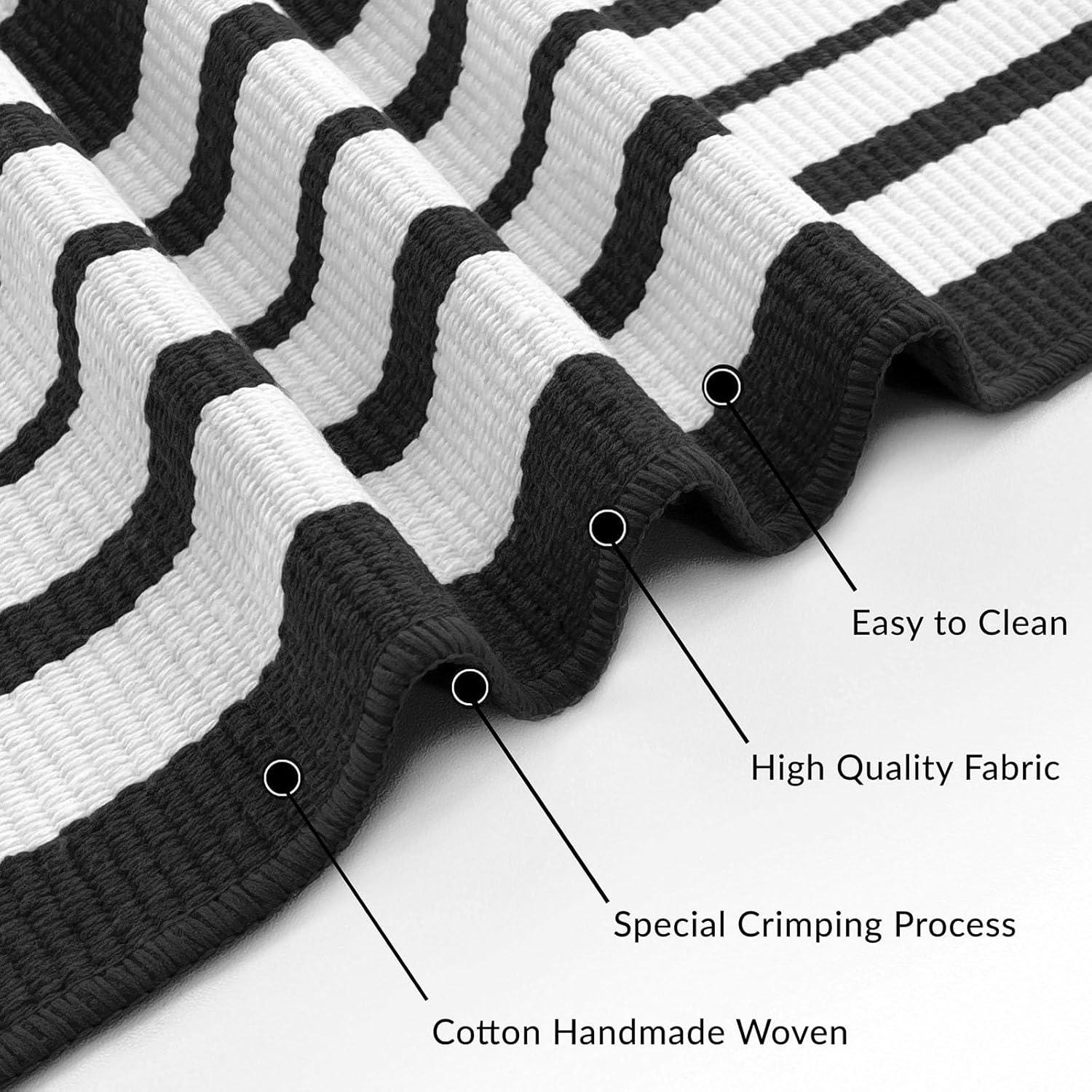 IOHOUZE Navy and White Striped Rug 2'x3' Front Door Rugs, Small Washable Area Rug for Front Porch, Spring Summer Doormats Outdoor Indoor, Cotton Rugs for Entryway Porch Entrance