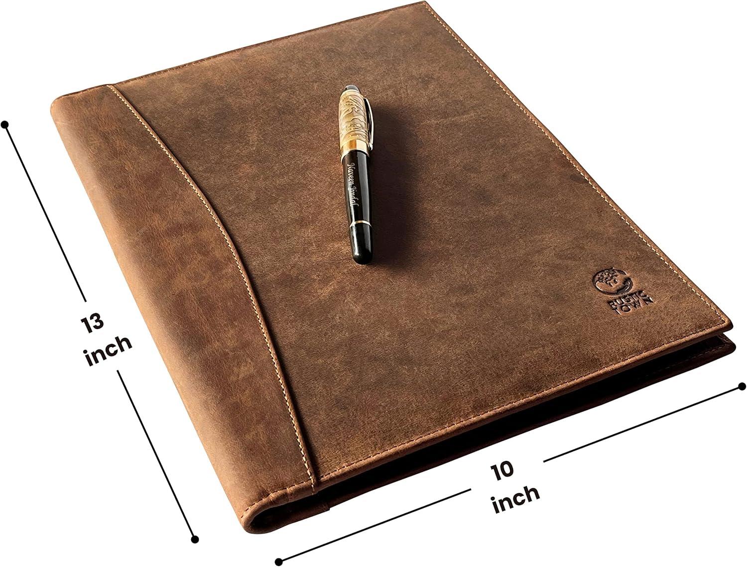 Elegant Full-Grain Leather Portfolio - Professional Organizer for Documents and Tablet