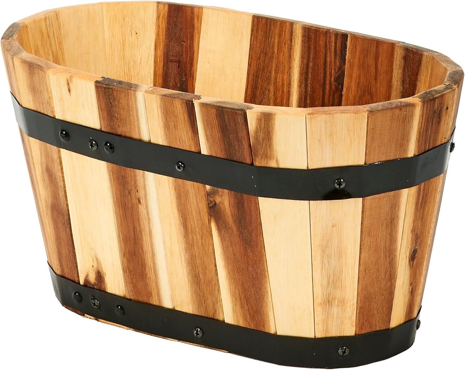 Worth Imports Inc 8" Nested Oval Wood Barrel Planter - 8