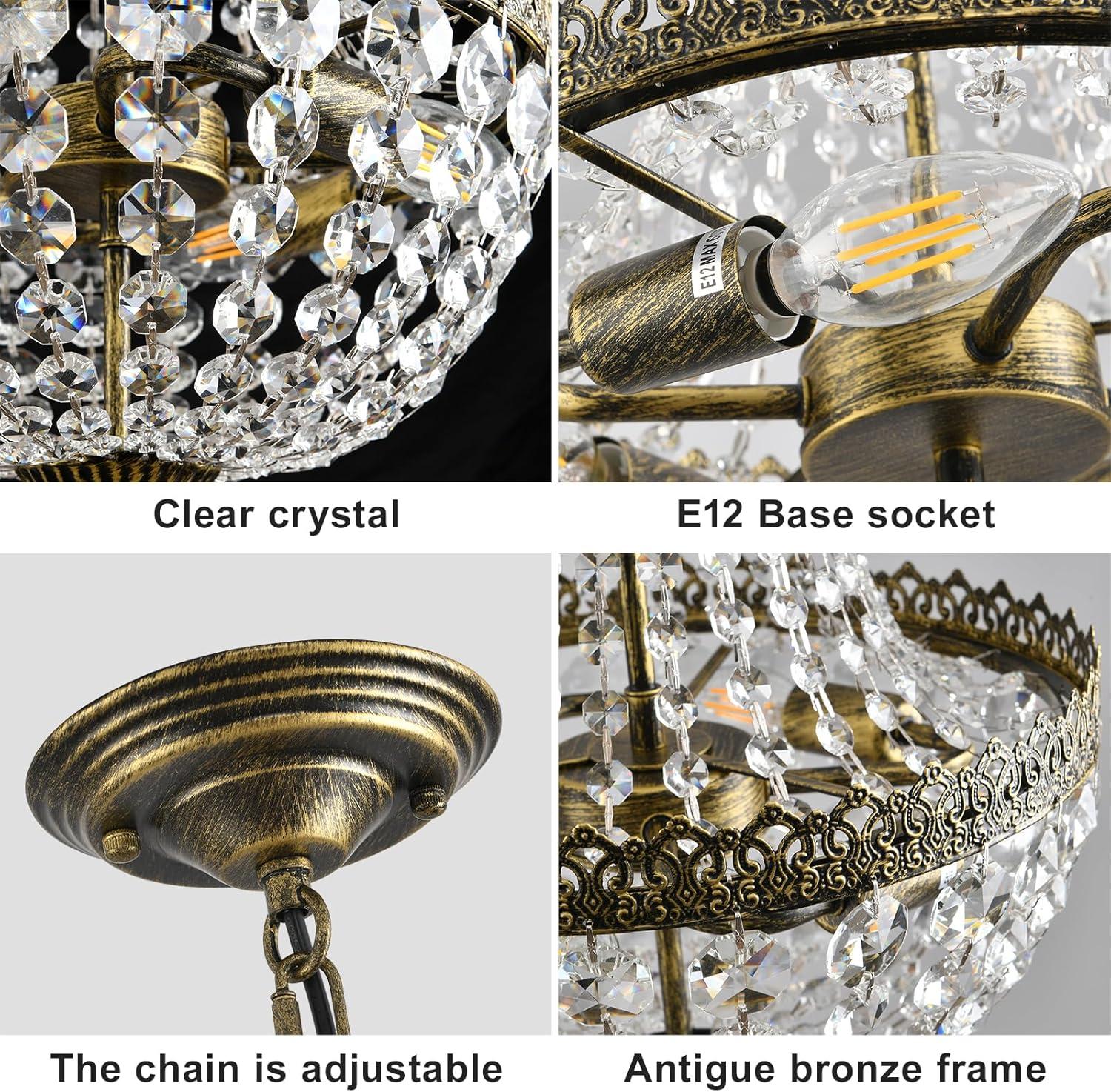 Edvivi Lighting Antique Bronze 6-Light Empire Chandelier with Crystal - Antique Bronze