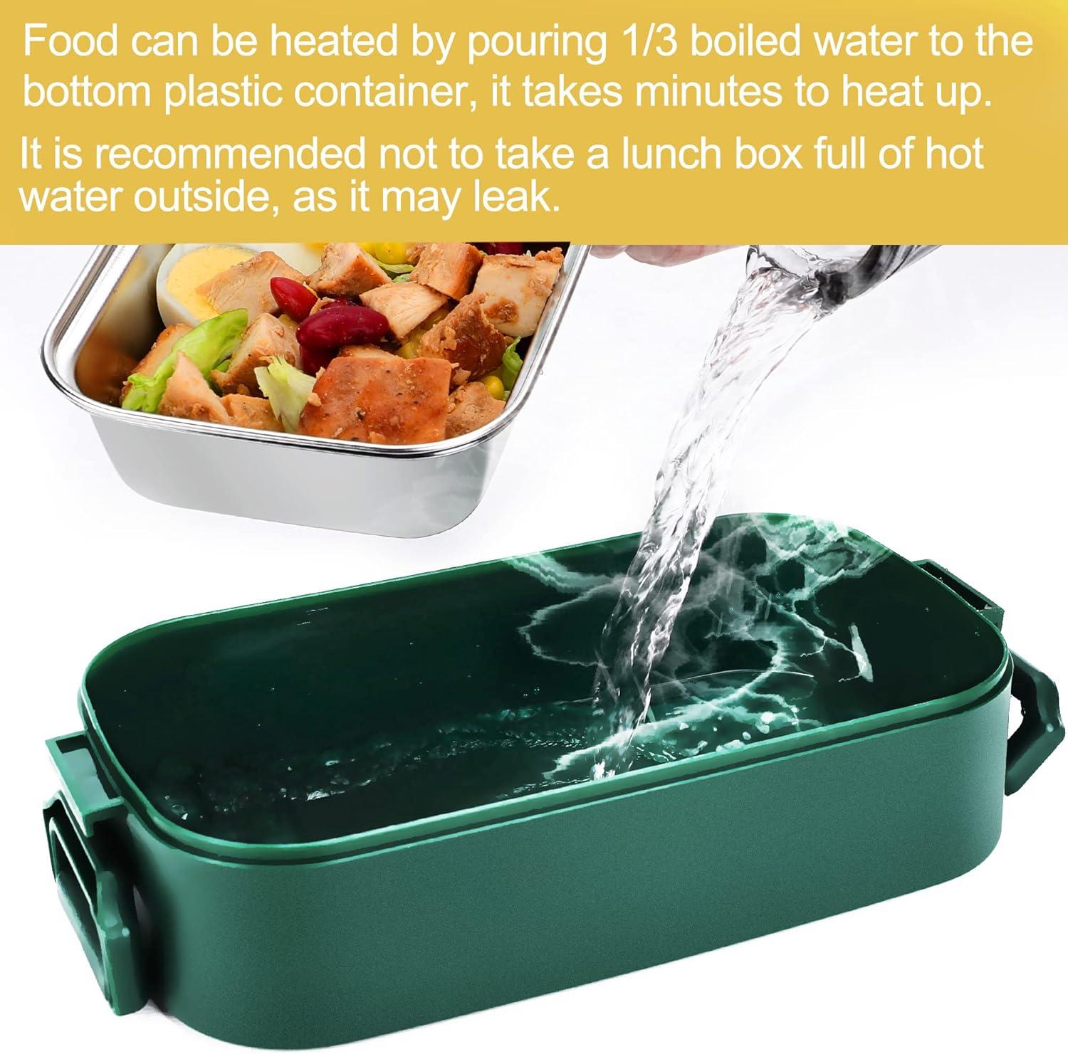 Green 2-Layer Stainless Steel Bento Box with Plastic Trays