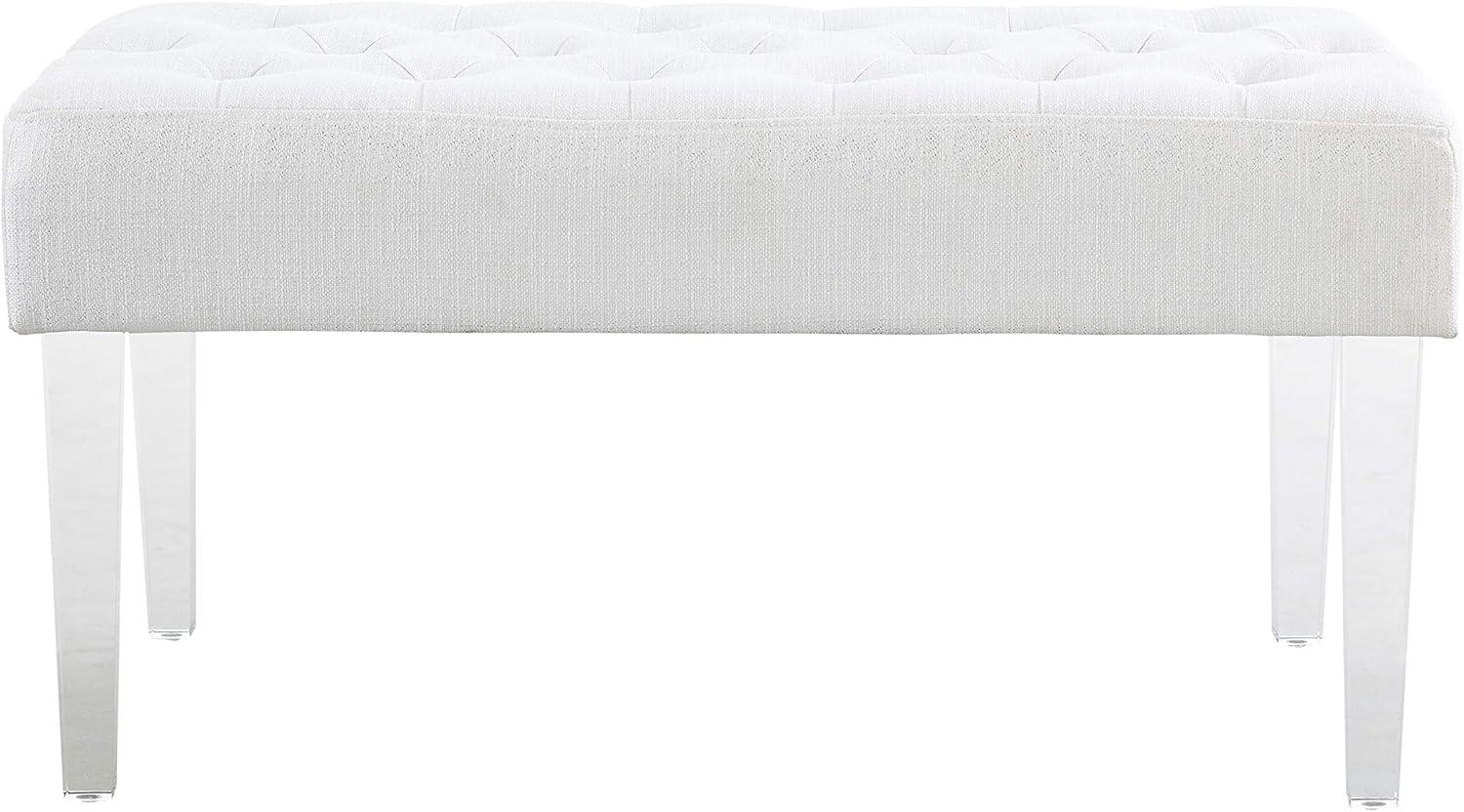 35" Ella Glam Tufted Linen Upholstered Acrylic Leg Bench - Linon