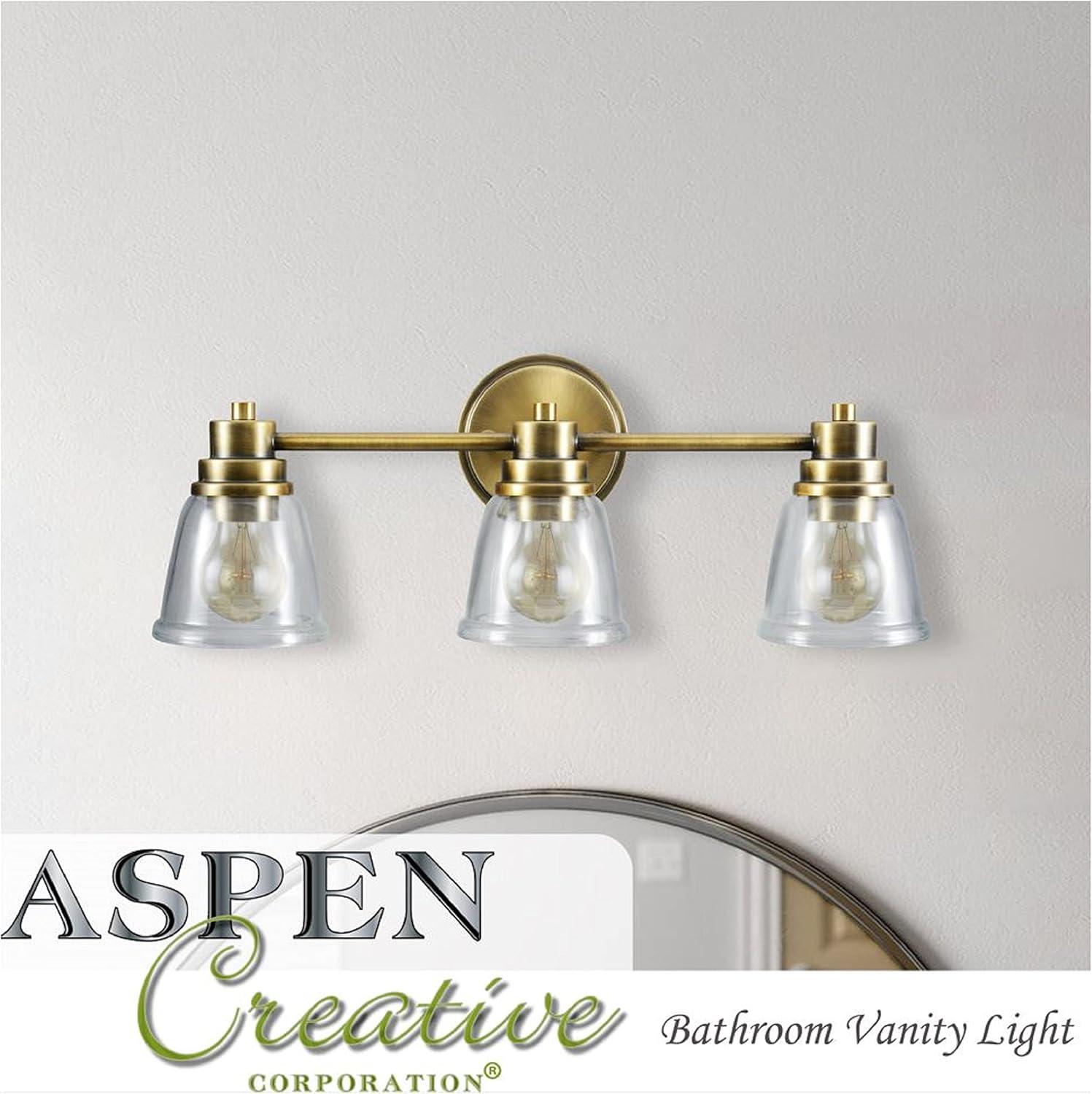 Aspen Creative 62122-1, Four-Light Metal Bathroom Vanity Wall Light Fixture, 34" Wide, Transitional Design in Satin Nickel with Clear Glass Shade